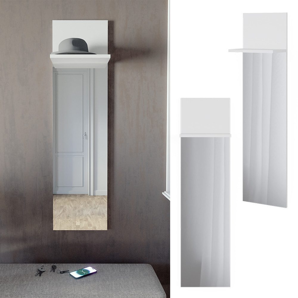 Vicco Garderobenschrank Siri, Weiß, 36 x 135 cm mit Spiegel (1-St)