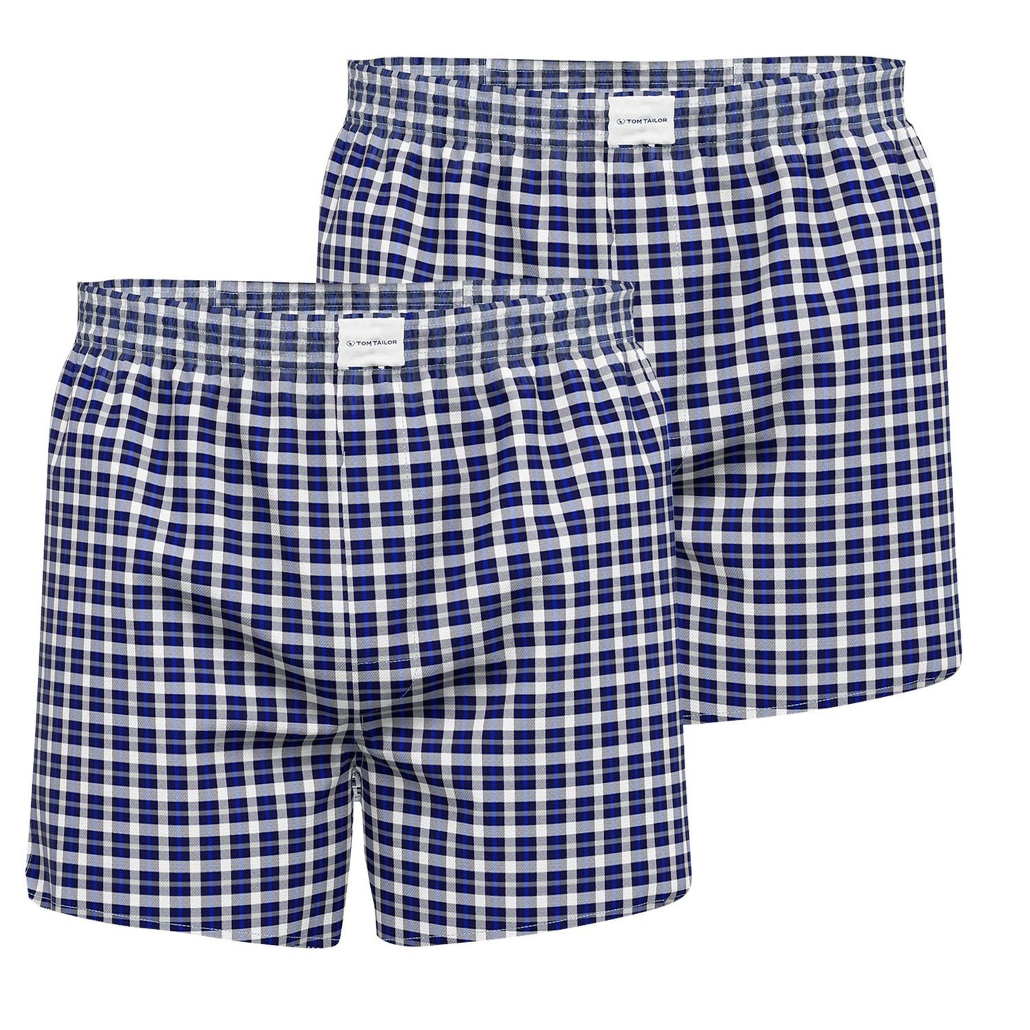 TOM TAILOR Boxershorts (2-St) Webboxer mit verdeckter Knopfleiste im 2er Pack navy kariert