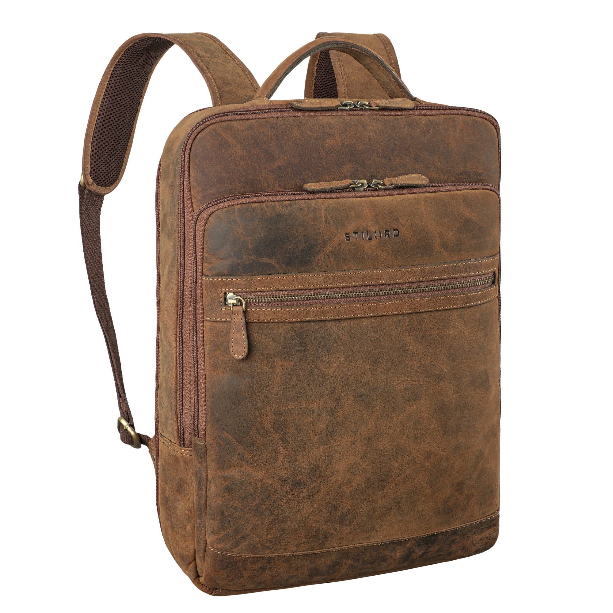 STILORD Notebookrucksack "Banks" Moderner Leder Rucksack Laptop 15,6 Zoll