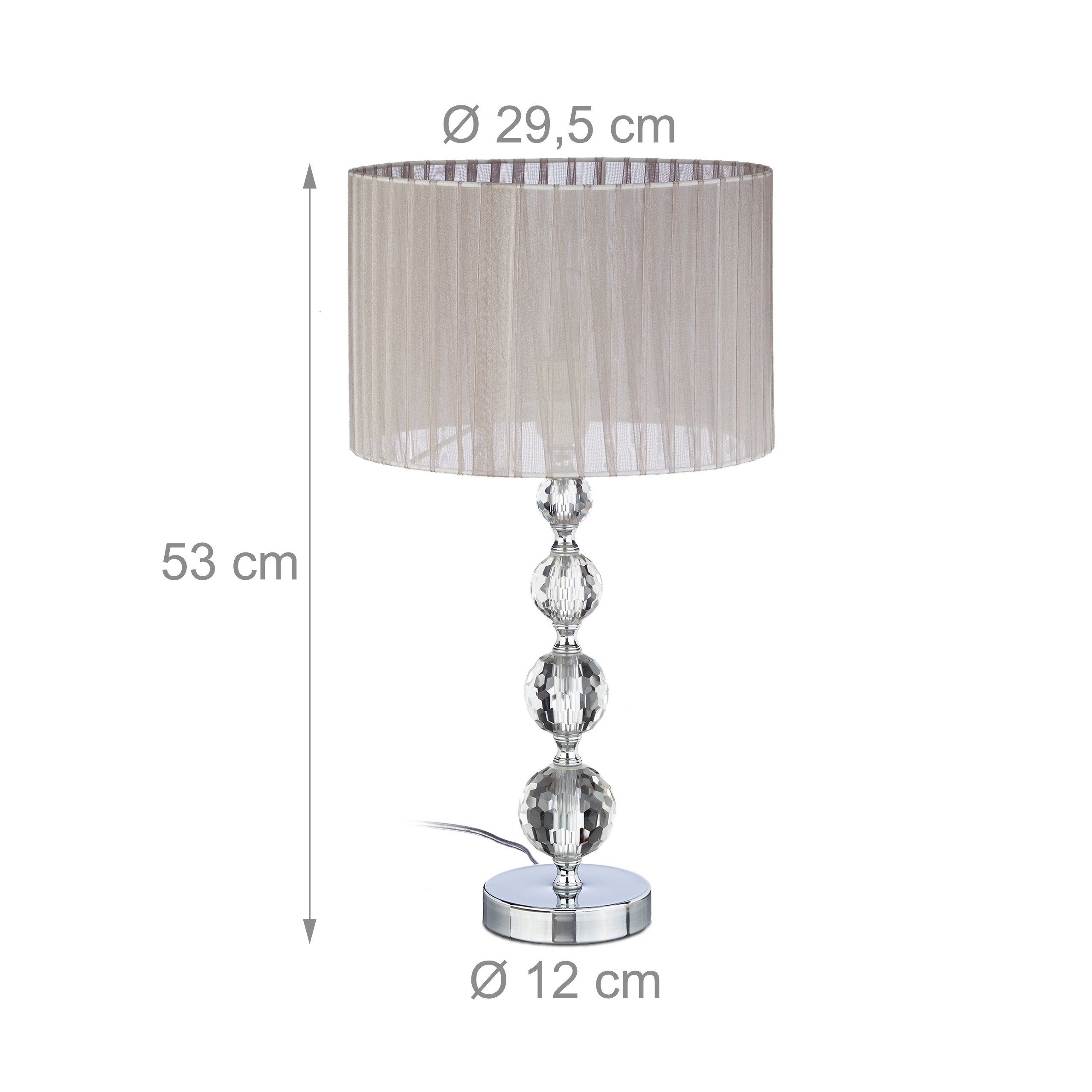 relaxdays Tischleuchte Nachttischlampe Kristall, Ein- und Ausschalter am Kabel, Leuchtmittel sind nicht im Lieferumfang enthalten, E27-Fassung, Maximale Leistun – Bild 4 von 5