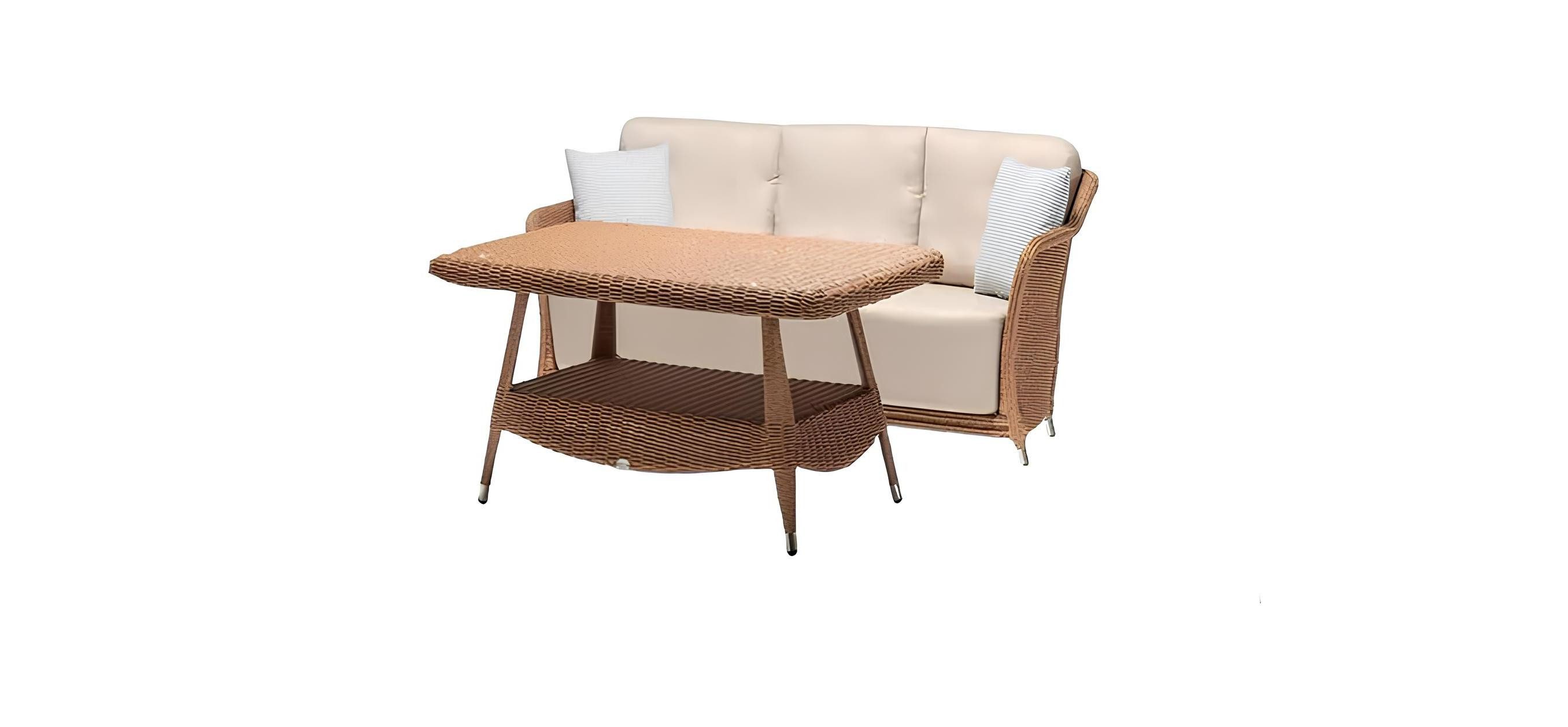 Xlmoebel Gartenlounge-Set Luxuriöses modernes Rattan Gartenmöbel Set mit 3-Sitzer Sofa und, (2tlg Set(Sofa 3 Sitzer+Couchtisch), Hergestellt in Europa