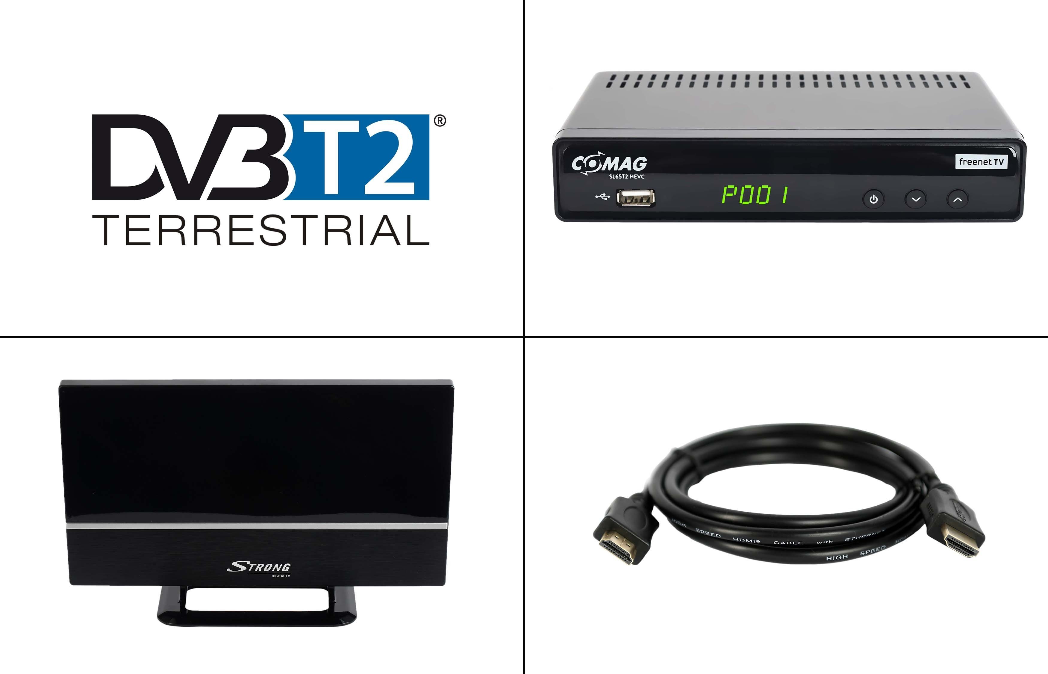Comag SL65T2 freenet HD DVB-T2 (2m Kabel, DVB-T2 Antenne) TV, HDMI HD passive Full Receiver