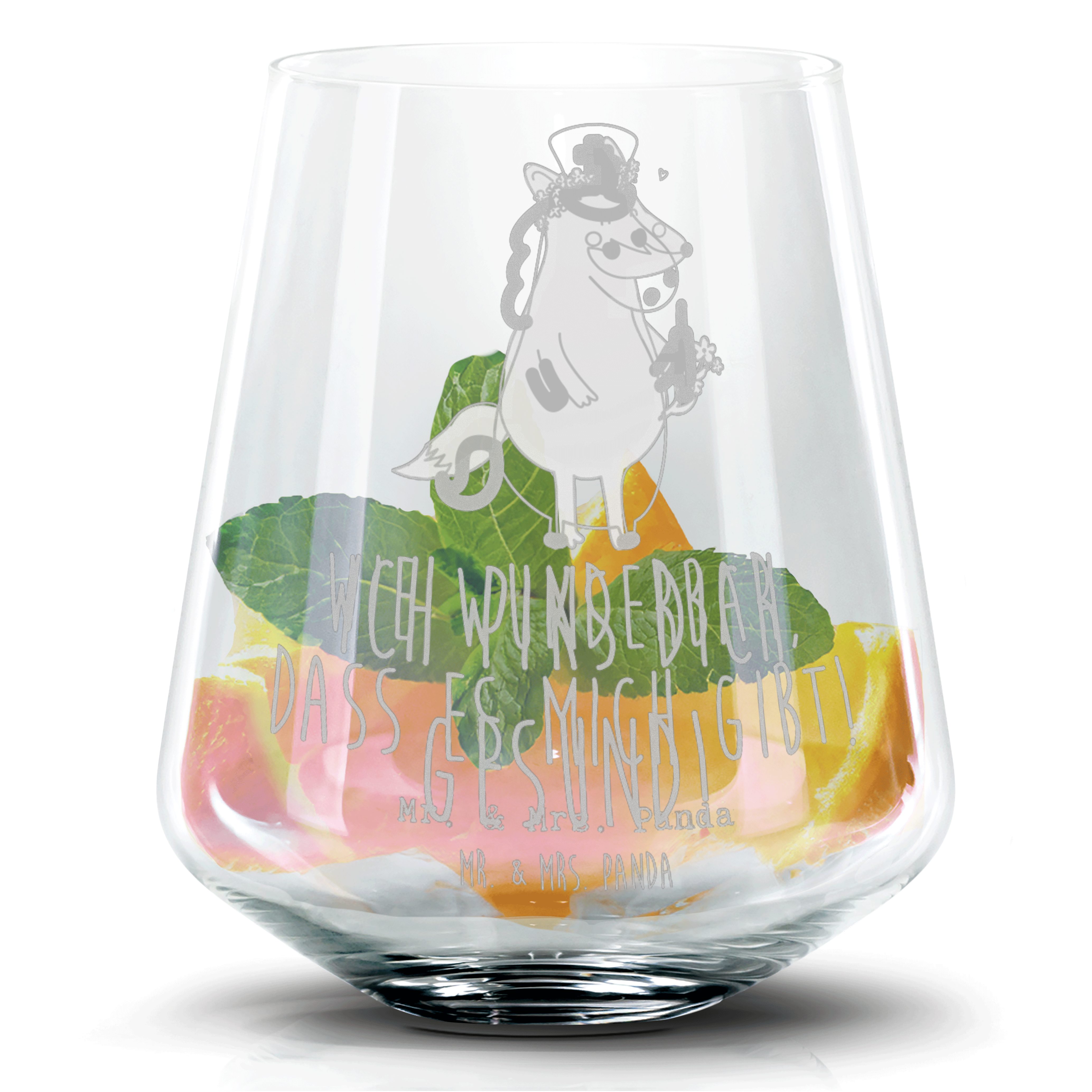 Mr. & Mrs. Panda Cocktailglas Einhorn Krankenschwester - Transparent - Geschenk, Cocktail Glas, Coc, Premium Glas, Personalisierbar