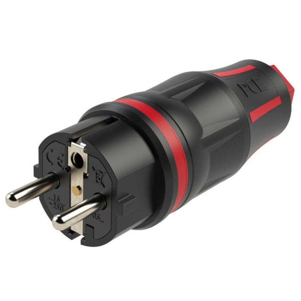 PCE 05721-sr Schutzkontaktstecker 250 V Schwarz/Rot IP54 Steckernetzteil