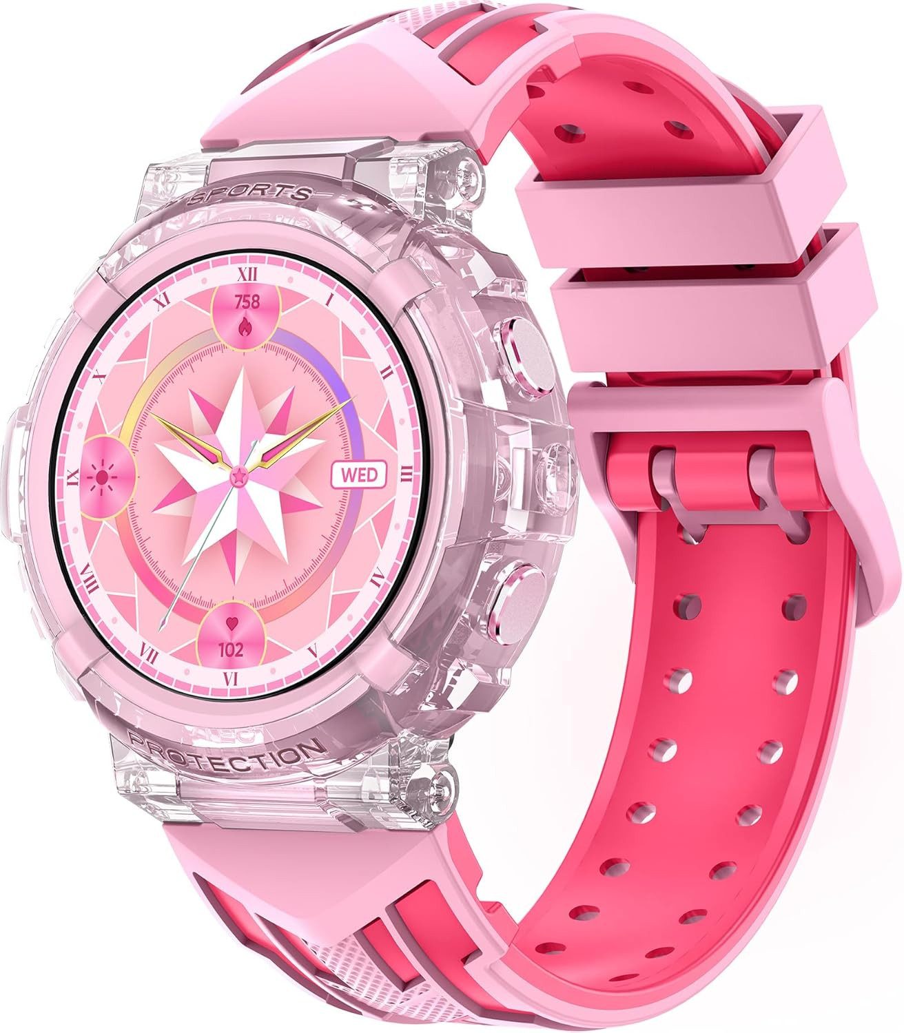 findtime FSHTWY25Rosa Smartwatch (2,5 cm, sim-karte), Kinder Fitness Smartwatch mit Anrufen Gesundheits