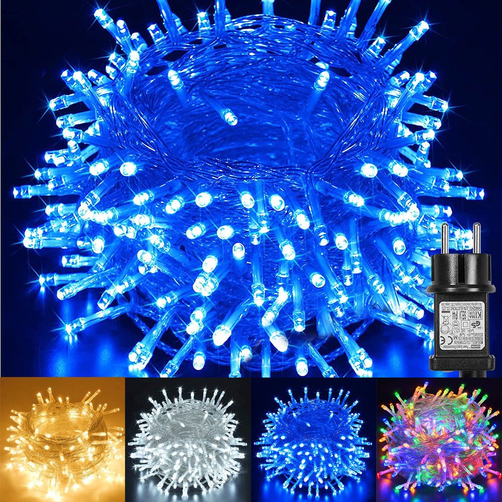 SERBASIC Lichterkette 20-100M LED-Lichterkette mit Stecker, Timer, 8 Modi, 31V DC, für Innen Außen, Garten, Hochzeit, Party, Weihnachtsbaum