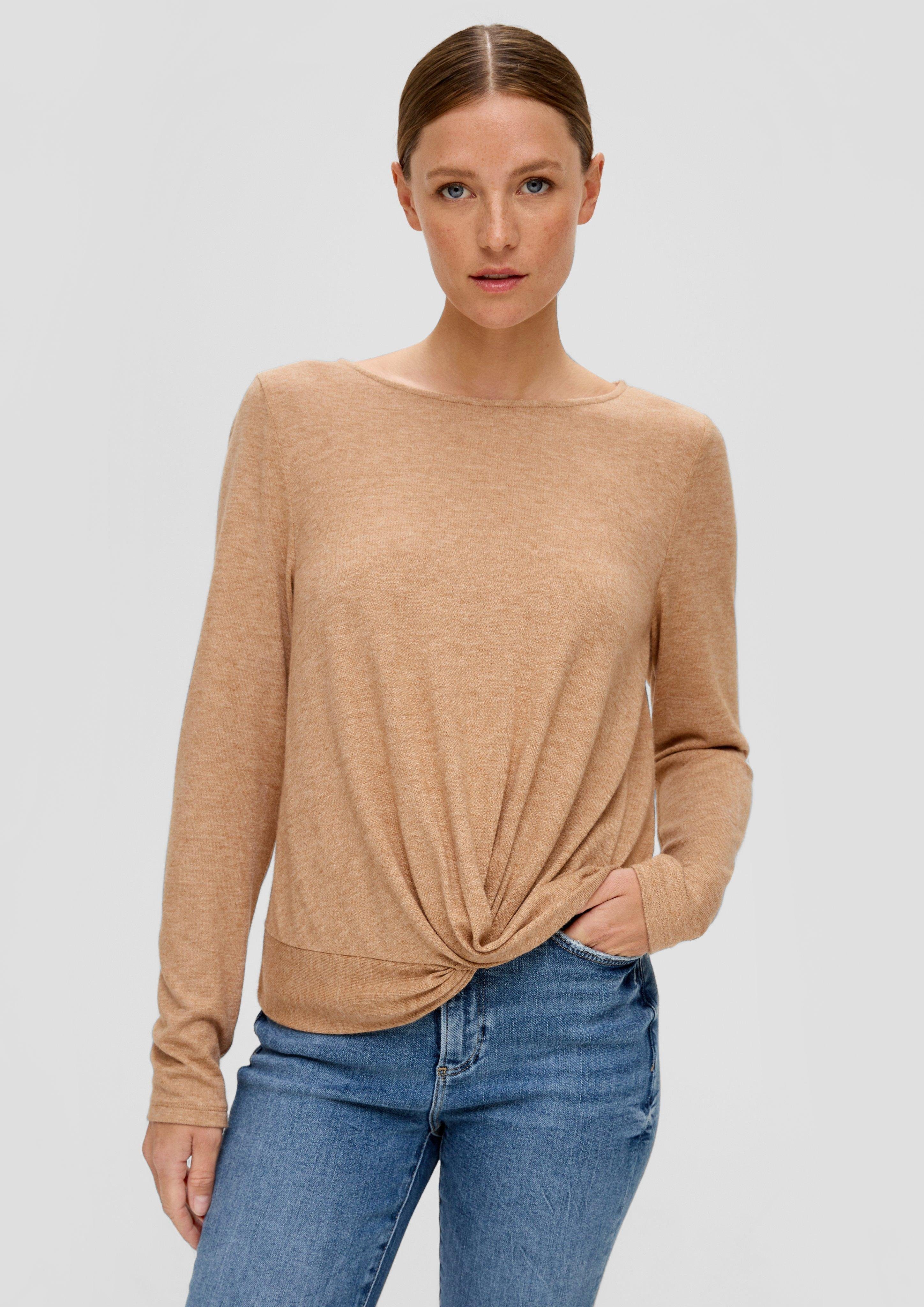 s.Oliver Langarmshirt Longsleeve mit Wickeldetail Knoten, Raffung