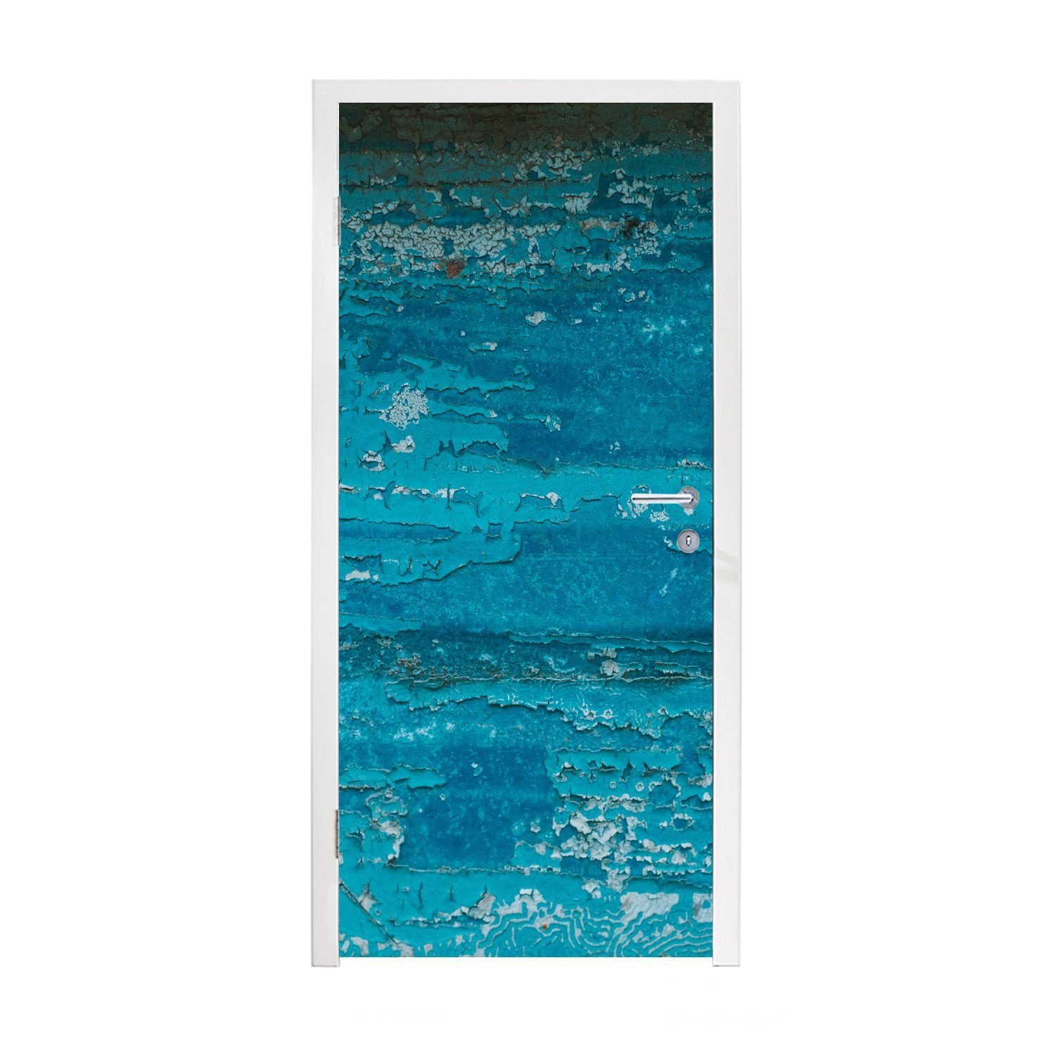 Fototapete cm Türtapete St), Blau 75x205 bedruckt, Farbe (1 - MuchoWow für Türaufkleber, - Rost, Tür, Matt,