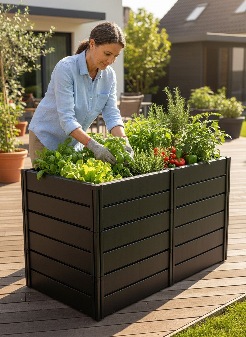 KHW Hochbeet Demeter XXL (Spar-Set), platzsparende Bauweise, erweiterbar, BxTxH: 158x82x92 cm