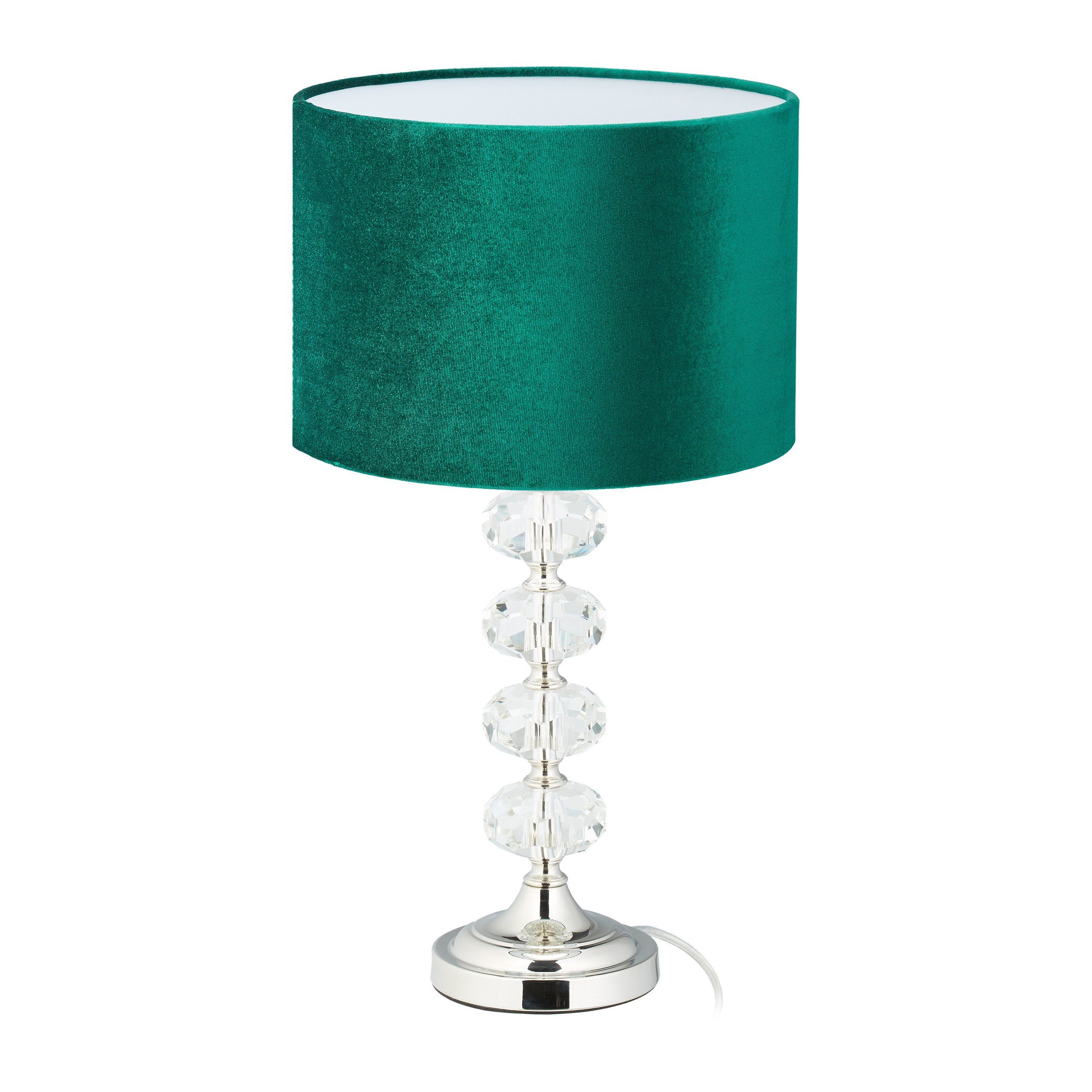 relaxdays Nachttischlampe »Tischlampe Kristall und Samt in Grün«