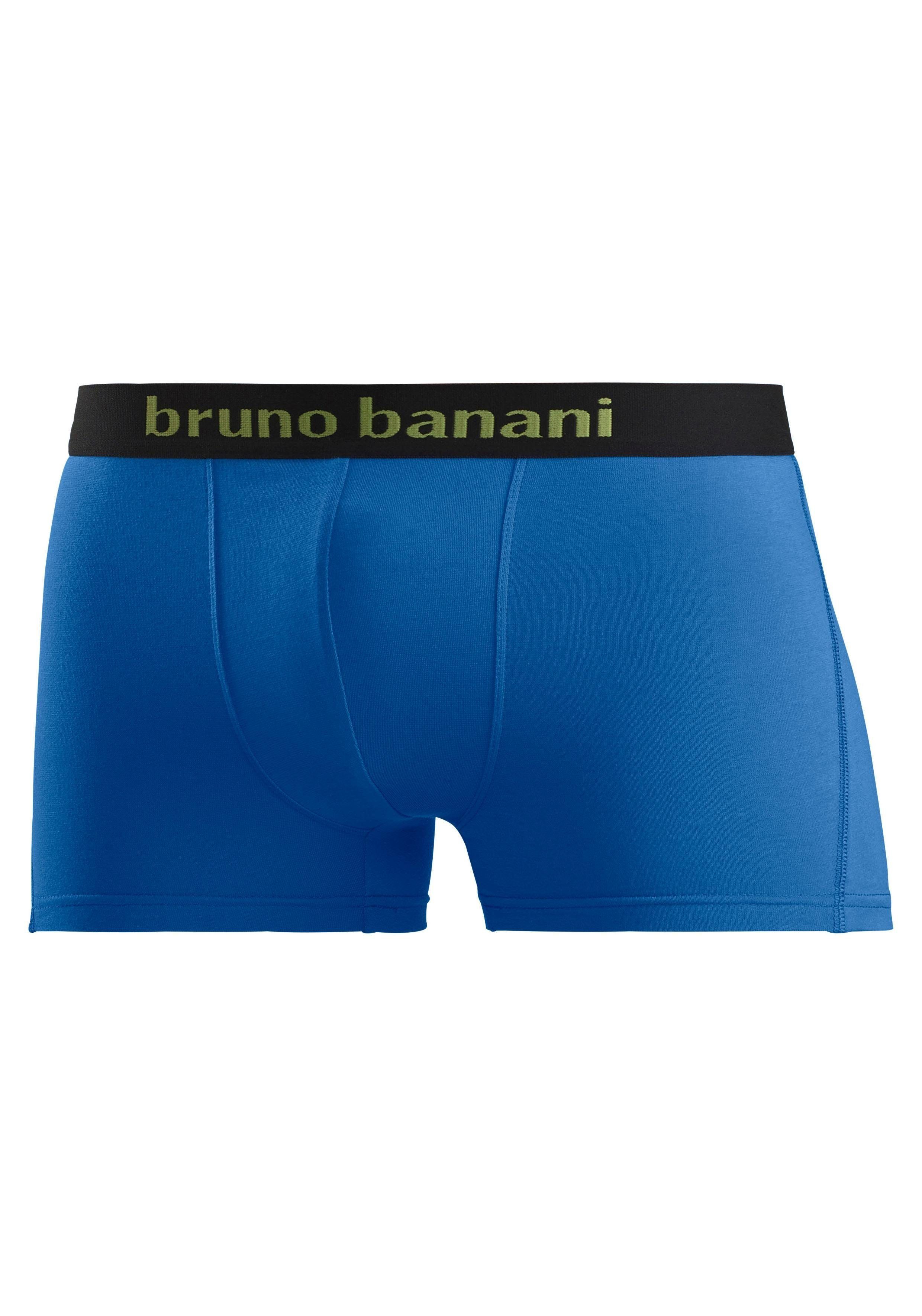 mit farbigen grün Banani am 4-St) Bruno Bündchen blau, Marken-Schriftzug Boxer rot, marine, (Packung,