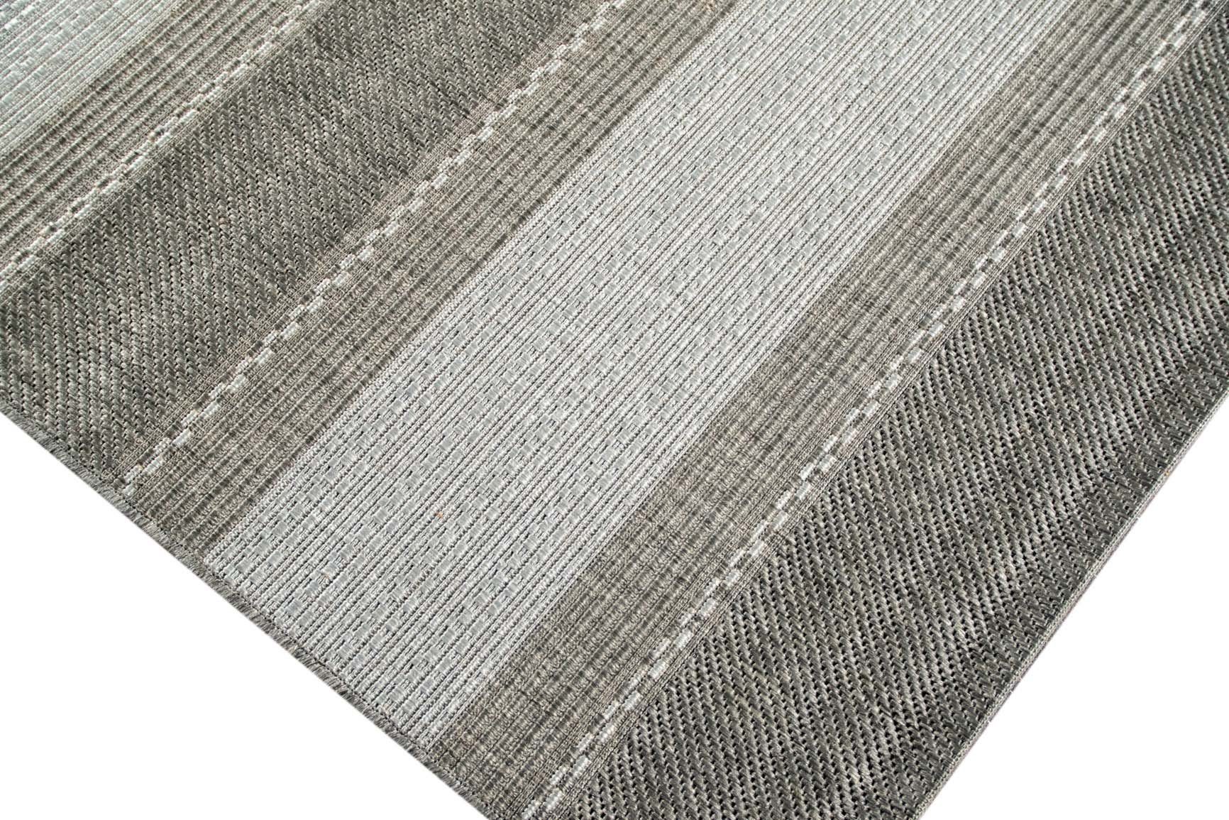 Outdoorteppich Teppich Sisal Läufer Optik Küchenteppich Teppich-Traum, gestreift 5 mm Höhe: moderner Flachgewebe grau, rechteckig