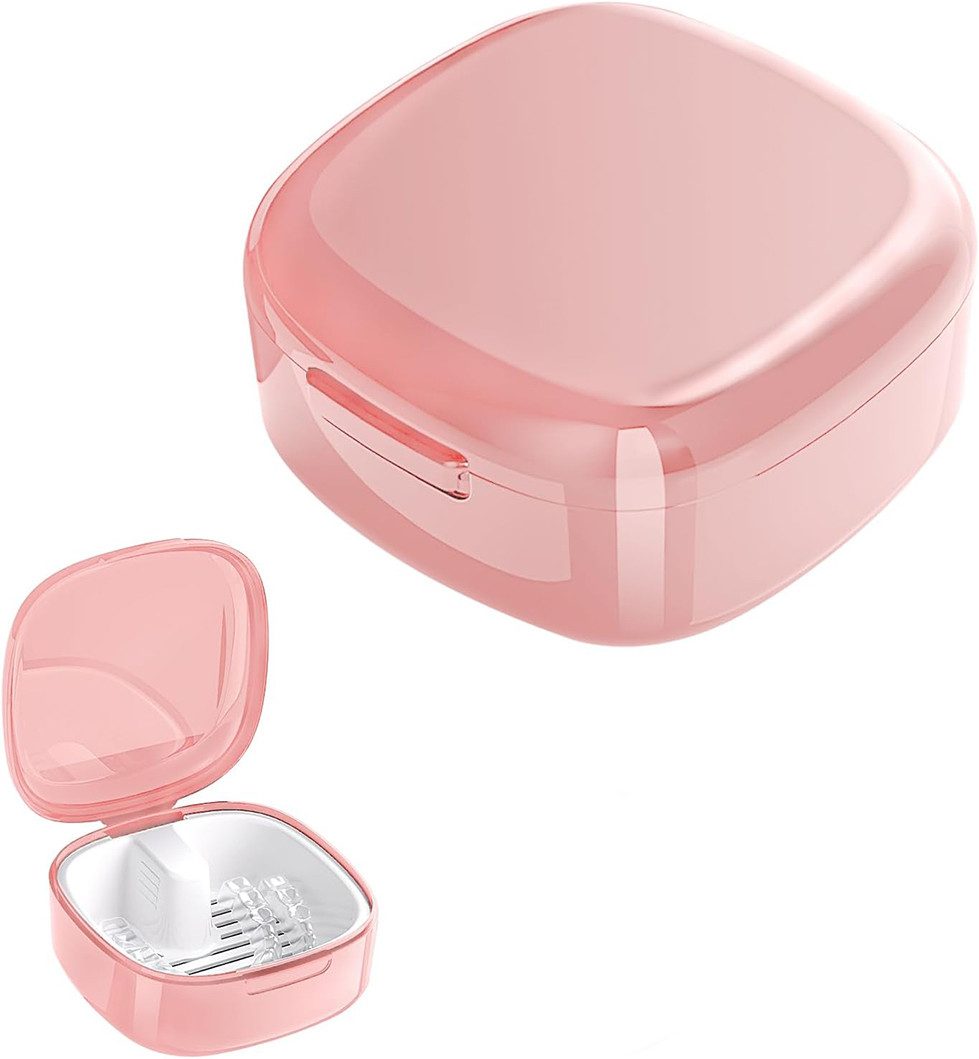 Coonoor Zahndose Zahnprothesendose Reinigungsdose für Prothesen & Zahnspangen, Staubschutz,Aufbewahrung,Reinigung