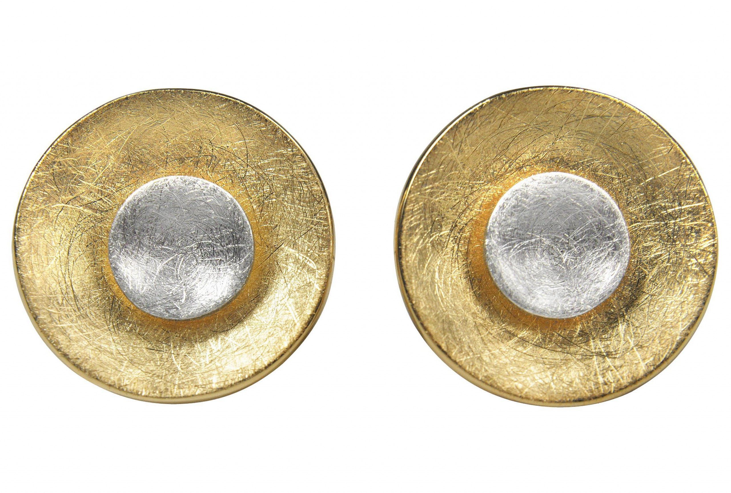 SILBERMOOS Paar Ohrstecker 2-in-1 Ohrstecker mit vergoldeten Kreisen, 925 Sterling Silber