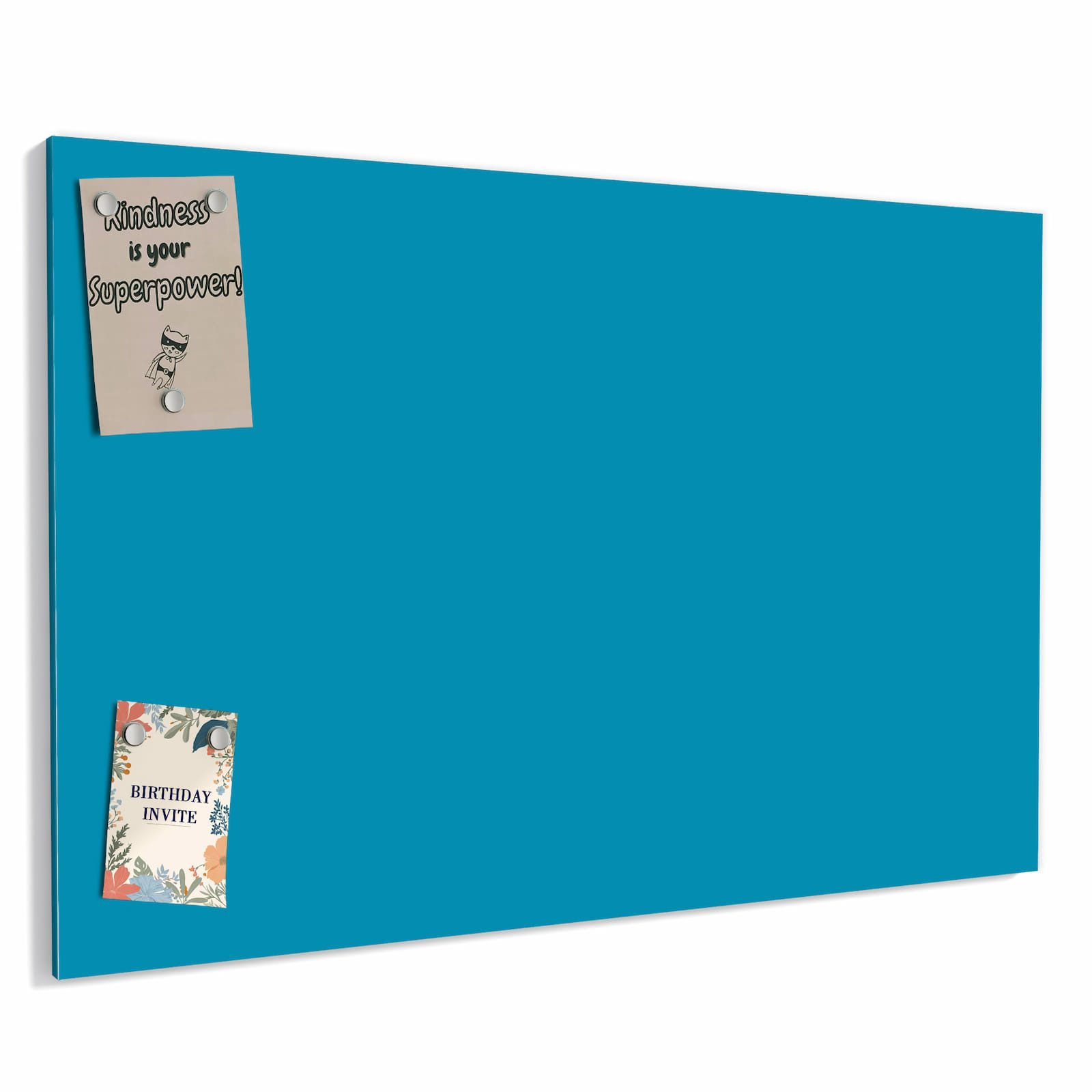 Primedeco Magnettafel Petrolblau – Magnetwand & Memoboard aus Metall, (Komplett-Set, 1-tlg., Inklusive 4 Magnete und 2 Boardmarker (weiß & schwarz), magnetisch & beschreibbar