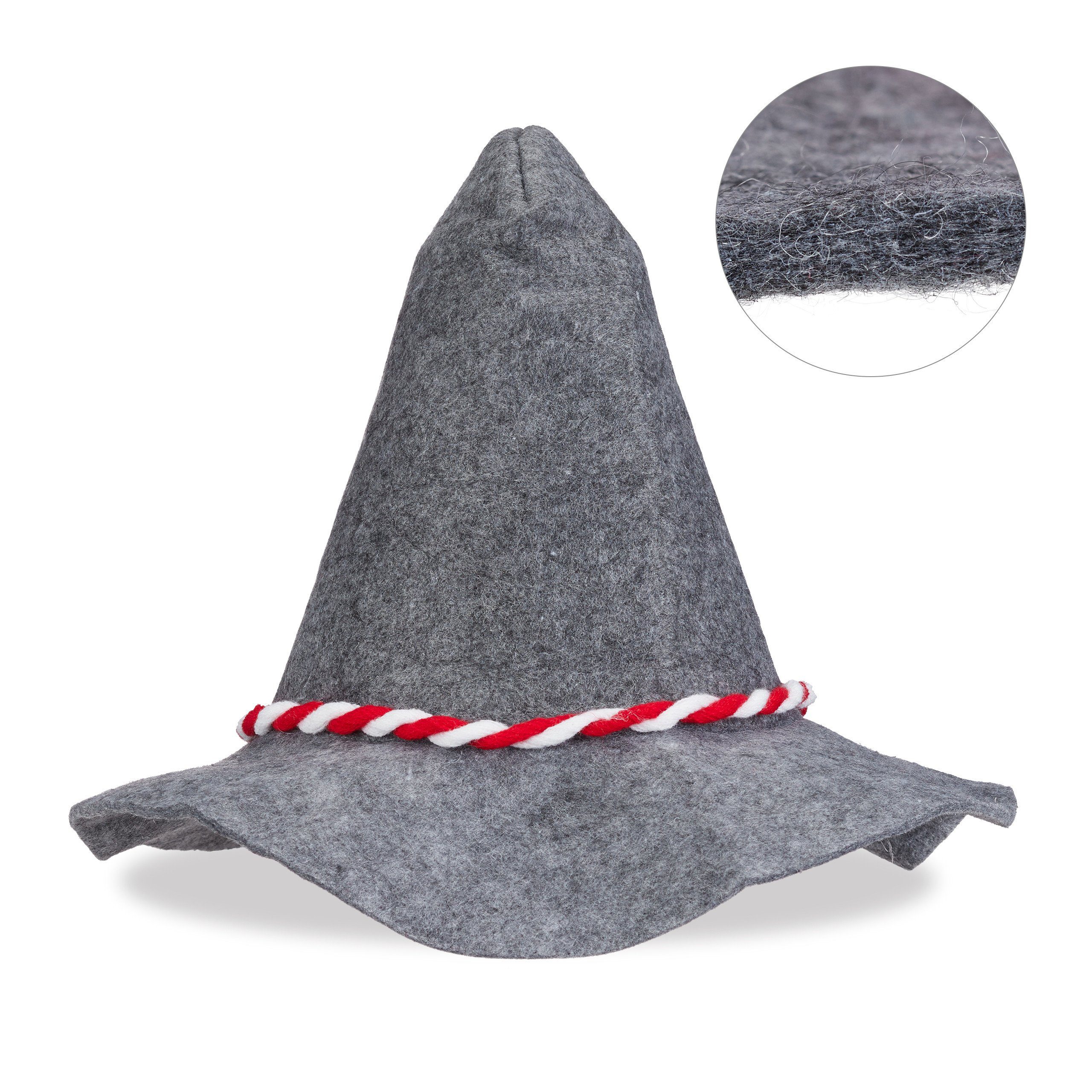 relaxdays Trachtenhut 2 x Seppelhut mit rot-weißer Kordel günstig online kaufen