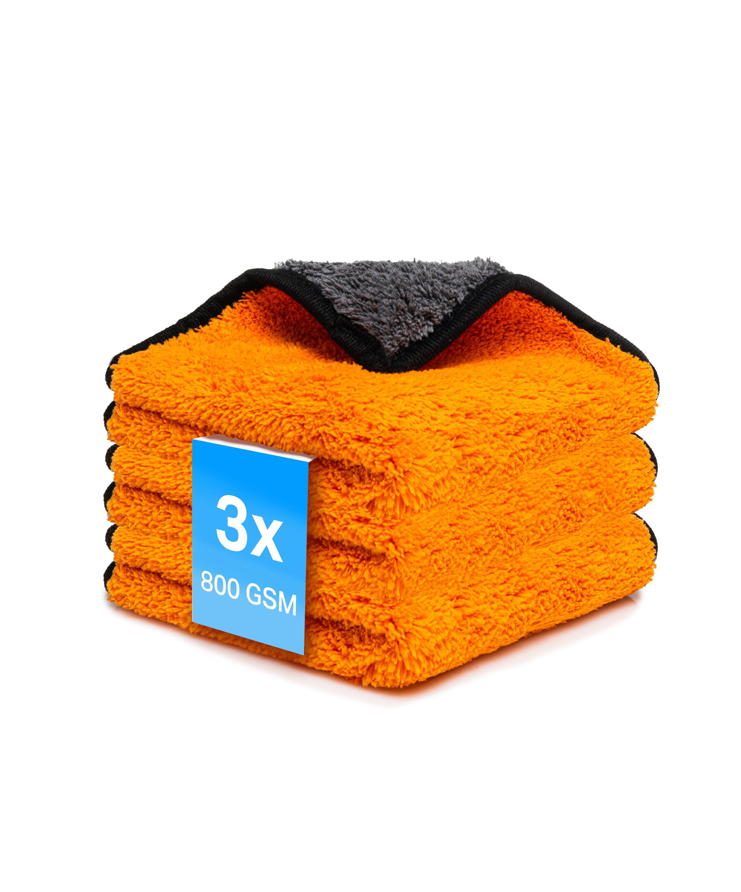 Kemes Mikrofasertücher 800 GSM extrem saugstarke Mikrofasertuch (3PCS) Mikrofasertuch (80% Polyester 20% Polyamid, 30x30 cm, Packung, 3-tlg., 3 x Mikrofasertuch 30 x 30 cm, waschmaschinenfest)