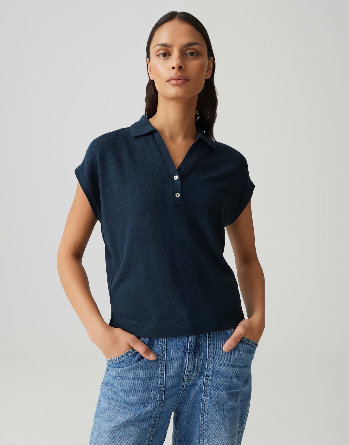 OPUS Shirttop Weiches Poloshirt aus ECOVERO™ Viskosemix günstig online kaufen