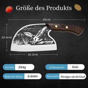 MDHAND Hackmesser Kochmesser, Küchenmesser für Fleisch und Gemüse, 5CR15 Stahl Klingenstärke 2,4mm