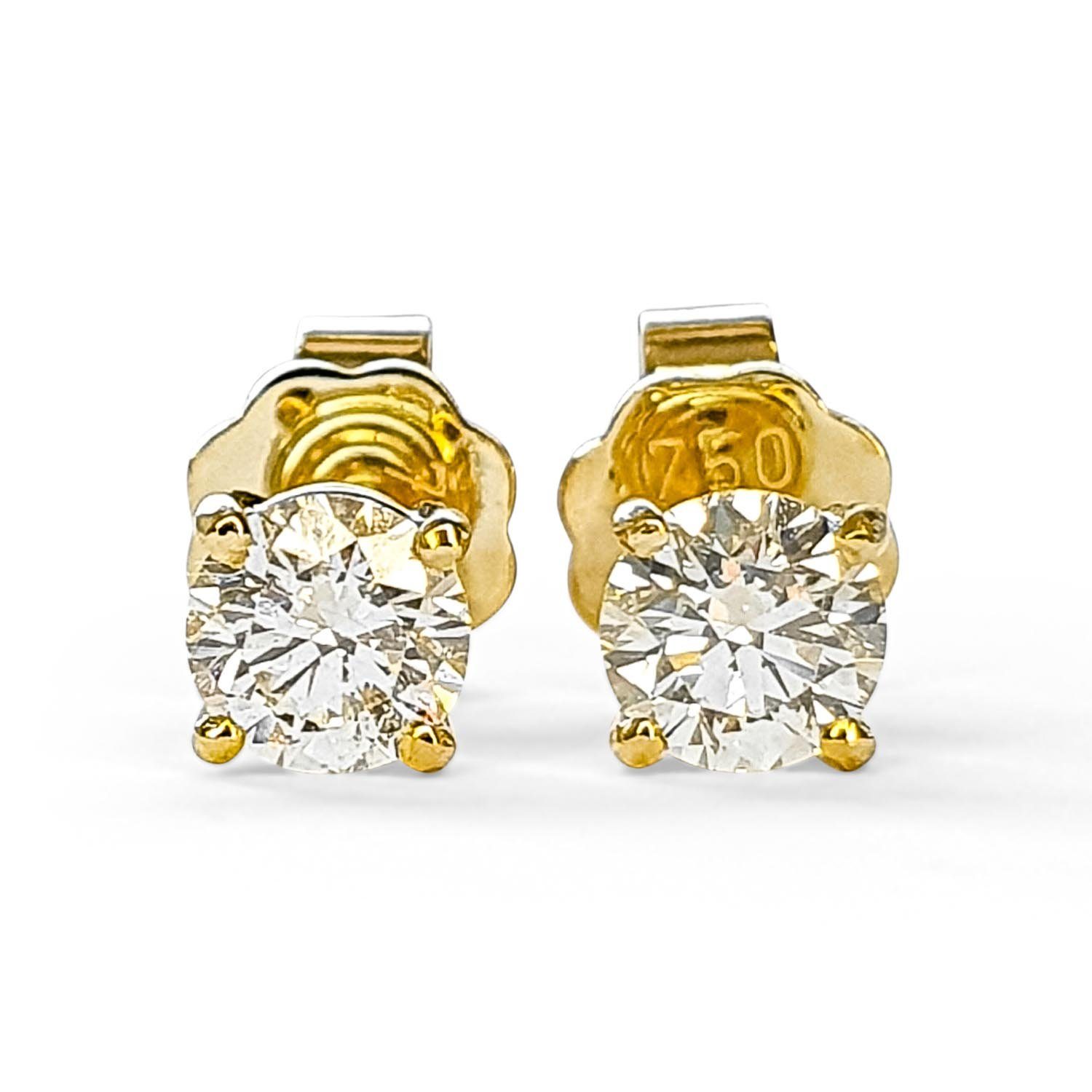 Webgoldschmied Paar Ohrstecker »Diamant Ohrstecker 750 Gold mit 2  Brillanten 0,50 F/IF«, handgearbeitet