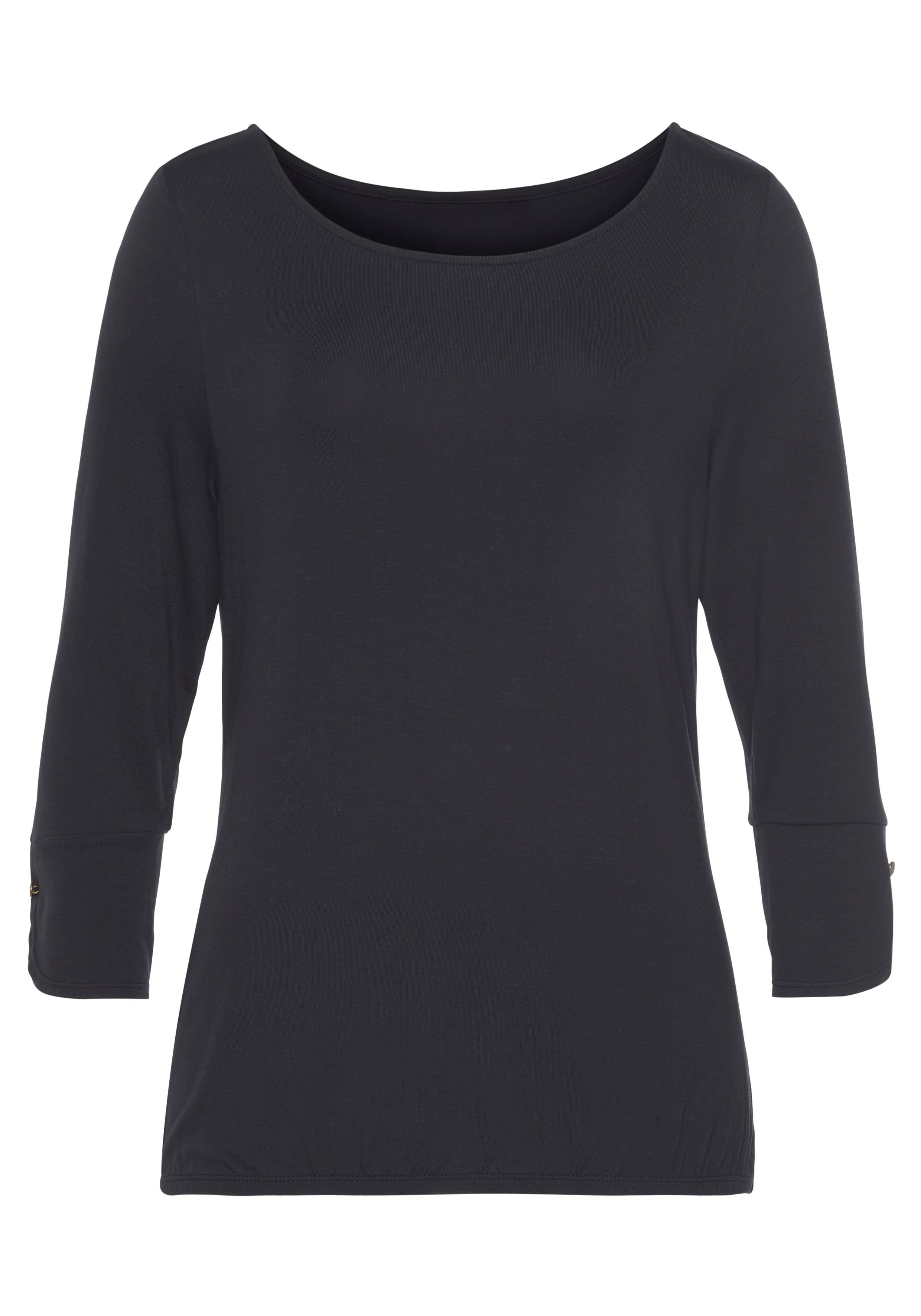 3/4-Arm-Shirt mit Manschetten und goldfarbenen Knöpfen