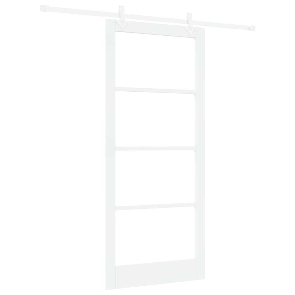 vidaXL Haustür Schiebetür Weiß 93 x 211 cm Massivholz Kiefer und Glas (1-St)