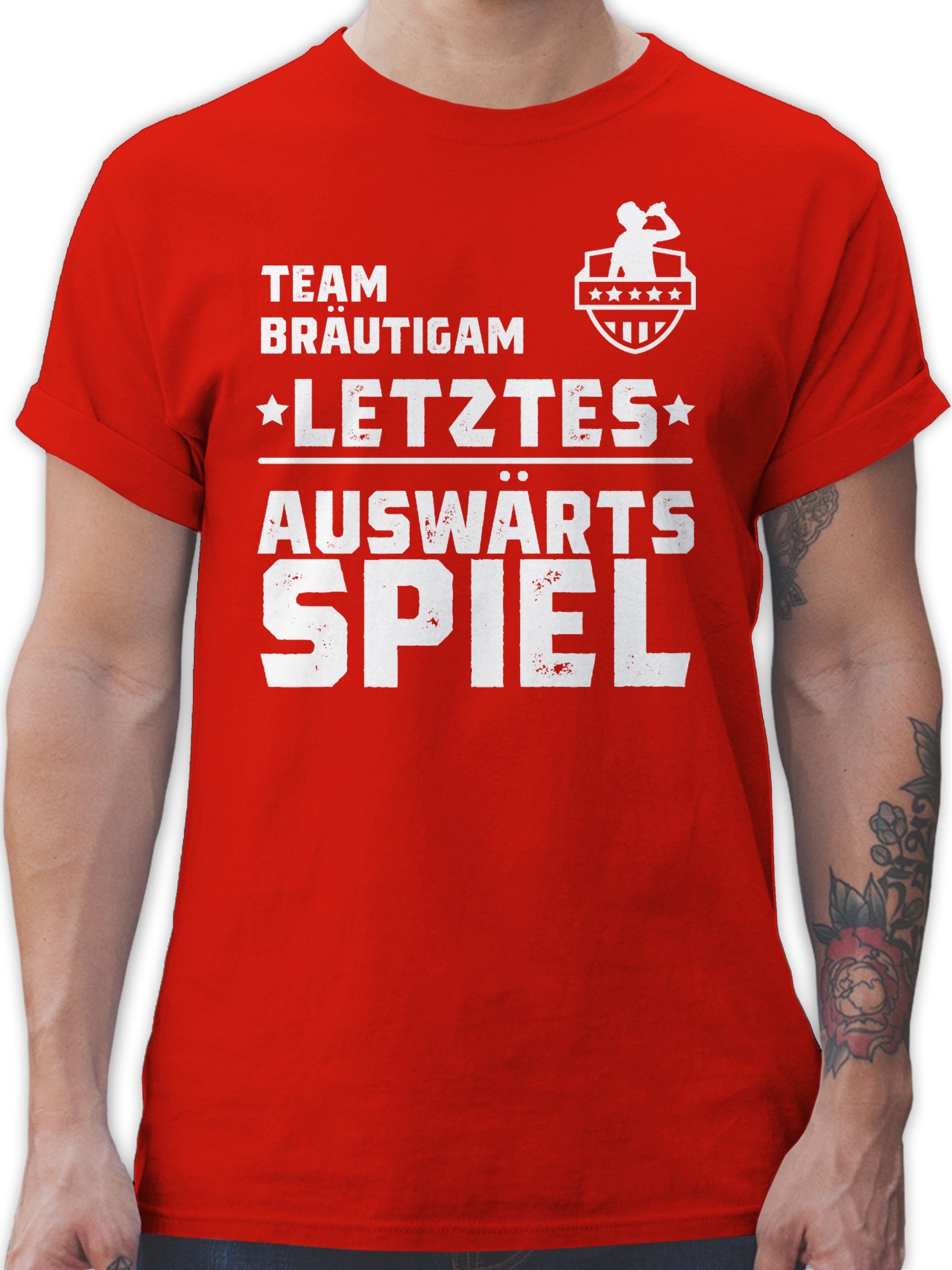 JGA Bräutigam Team 03 Auswärtsspiel Männer T-Shirt Letztes Auswärtstour Rot - Shirtracer