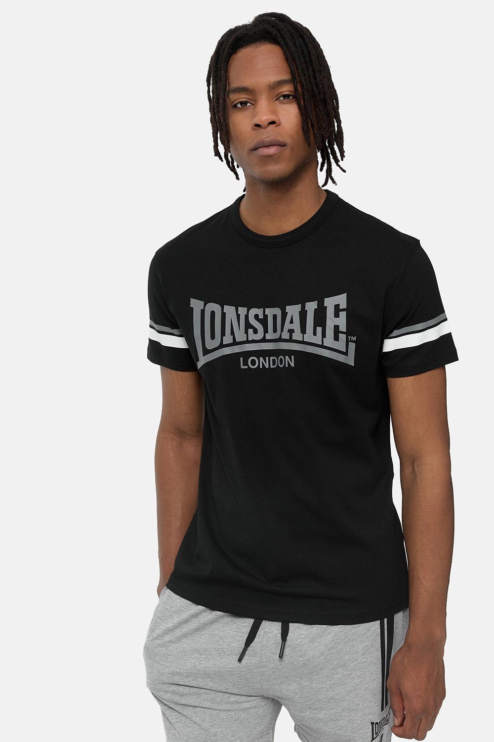 Lonsdale T-Shirt CREICH Black/White/Grey