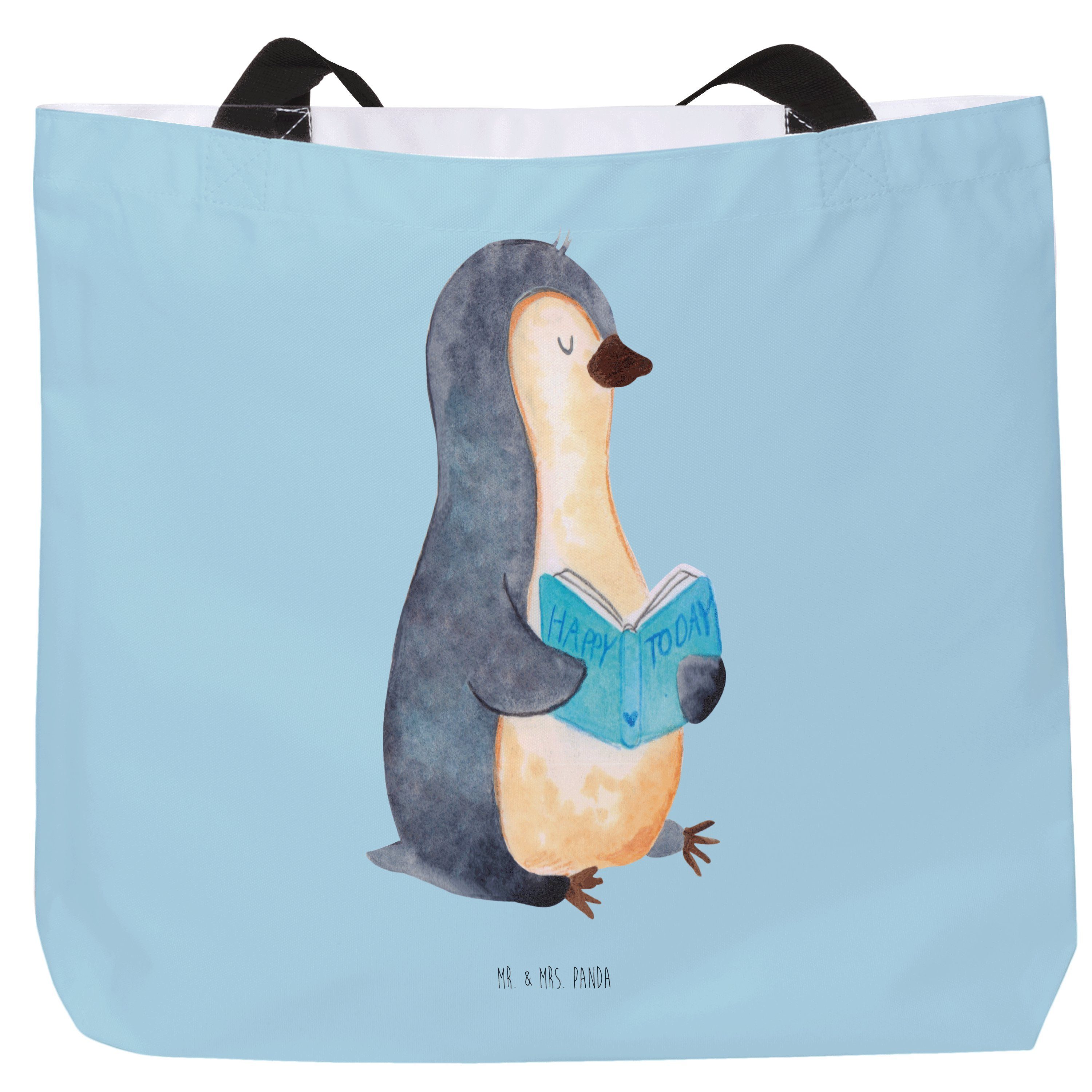 Buch Geschenk, Freizeittasche, Pinguin Panda & Lesen, (1-tlg) - Shopper Mr. Mrs. - Eisblau Bücherwurm,