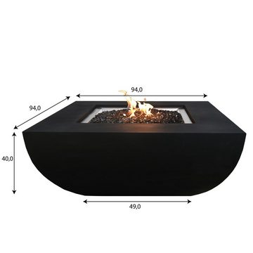 MODENO Feuertisch Gasfeuerstelle "Itasy" in Beton-Optik, Aus Faserbeton, CE-geprüft für Outdoor, UV-beständig, frostbeständig