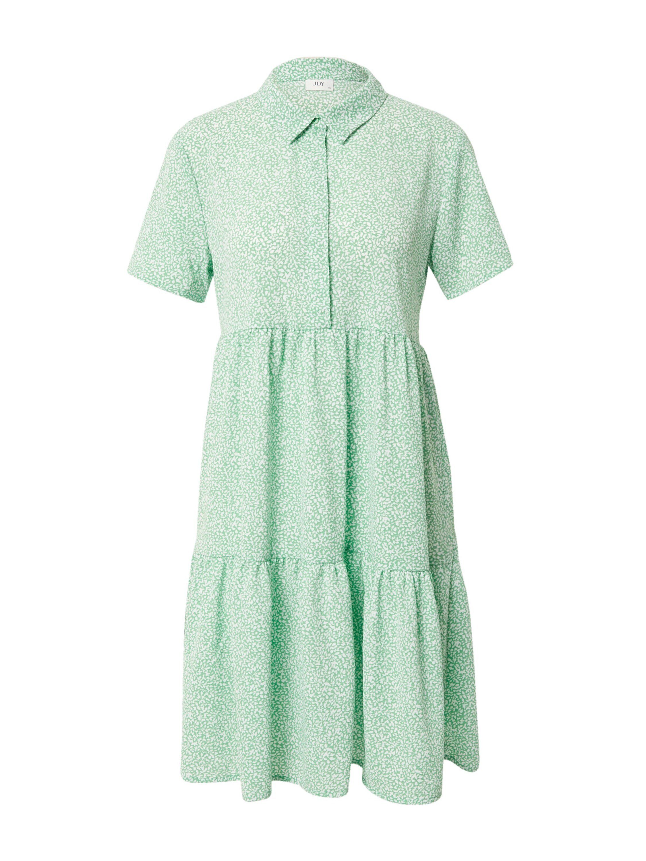 JDY Blusenkleid PIPER (1-tlg) Drapiert/gerafft, Volant Kelly Green / Cloud Dancer Leaves | Blusenkleider