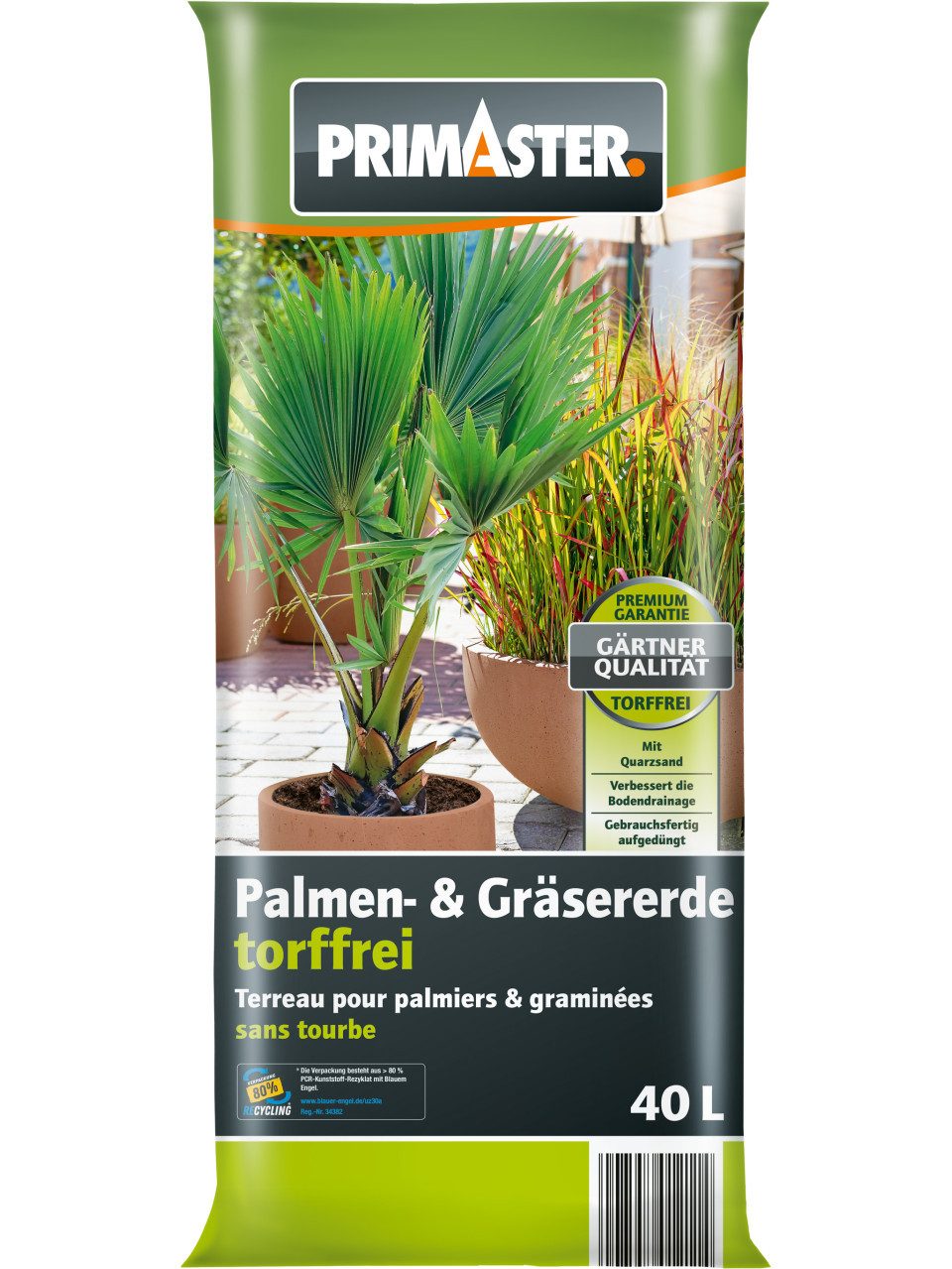 Primaster Pflanzerde Primaster Palmen- & Gräsererde torffrei 40 L, Torffrei