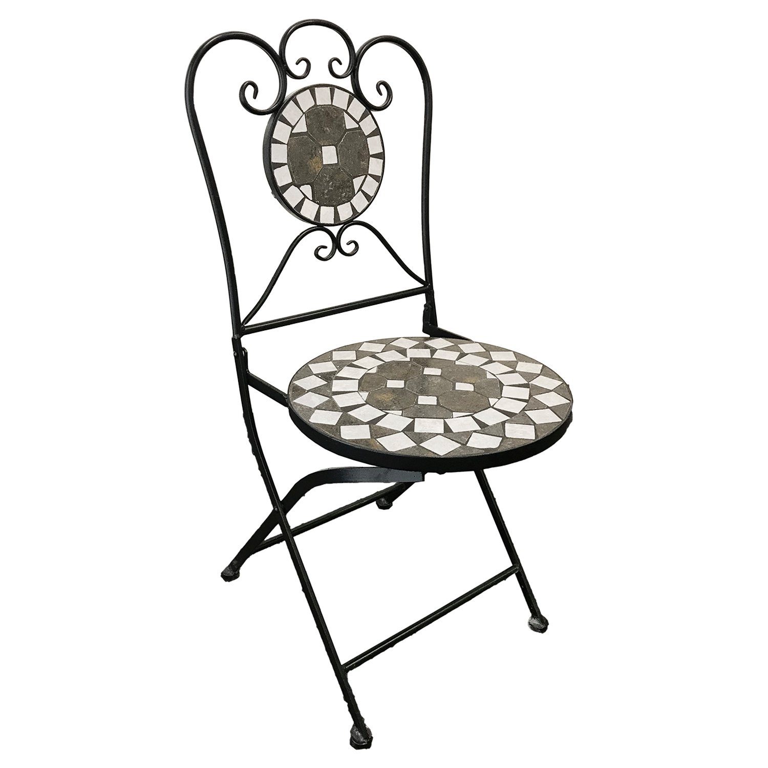 Mojawo Armlehnstuhl Mosaik Klappstuhl Kreis Design Anthrazit/Grau | Stühle
