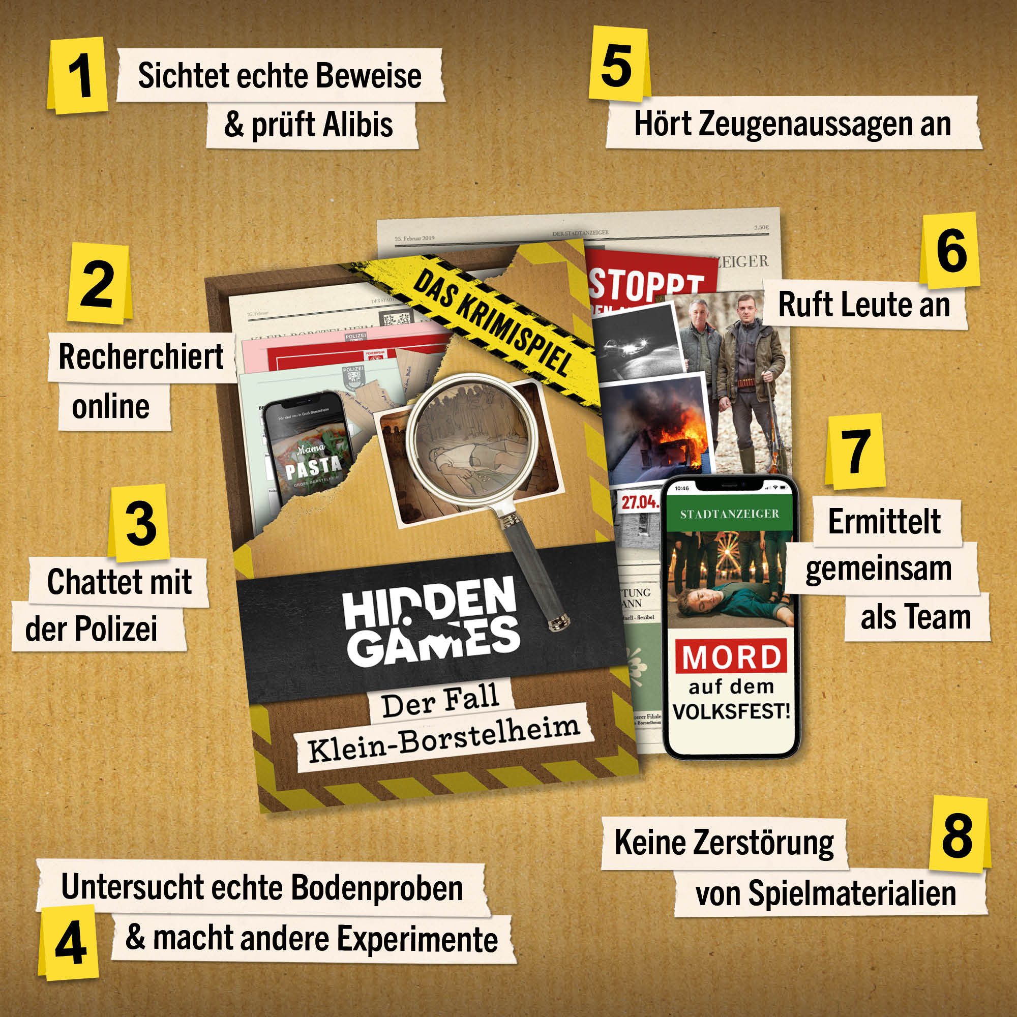 Hidden Games Tatort Spiel Der Fall Klein-Borstelheim, Krimispiel, Made in Germany