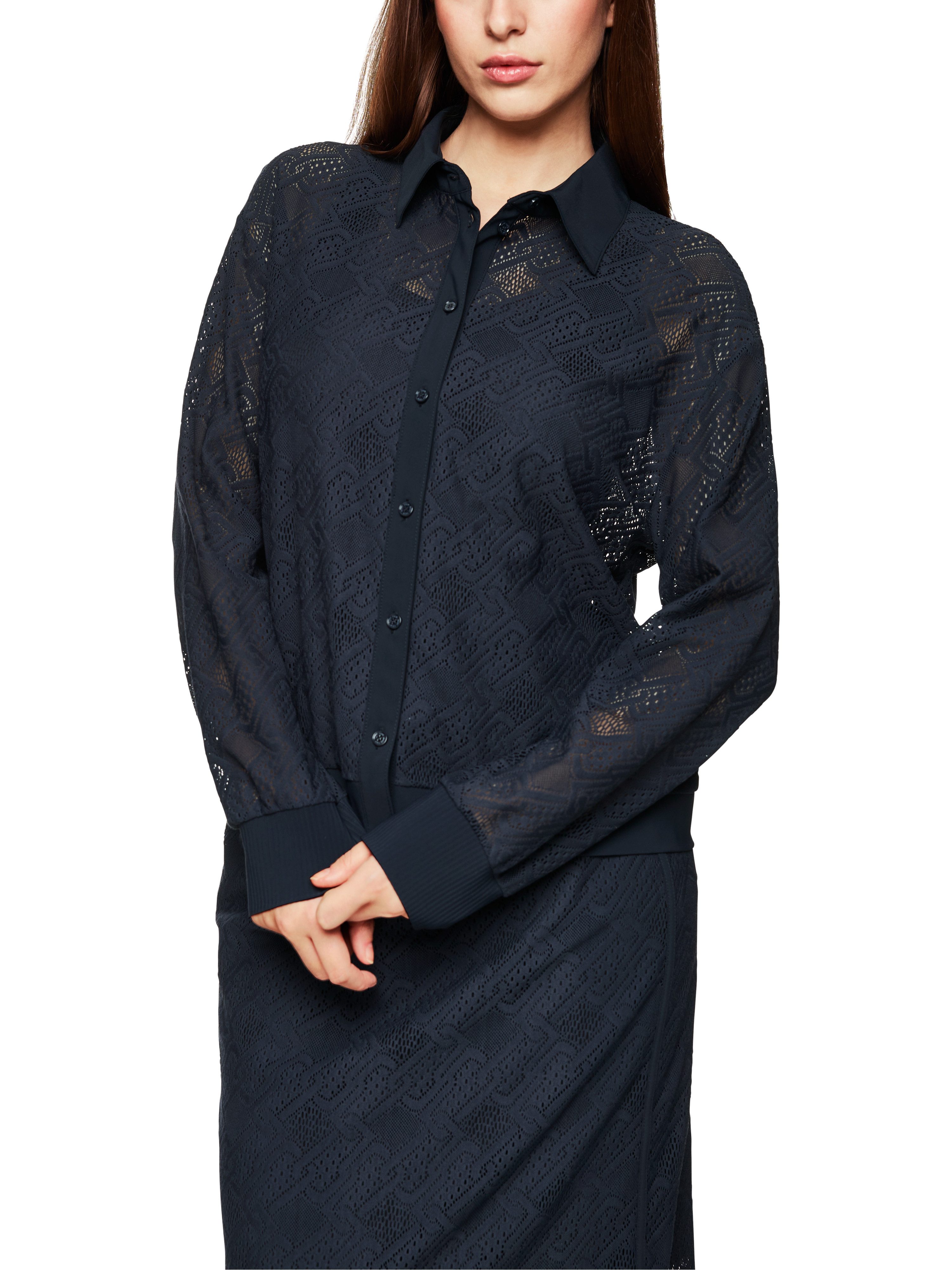 Marc Cain Langarmbluse Logomania Premium Damenmode mit Lochspitze, locker g günstig online kaufen