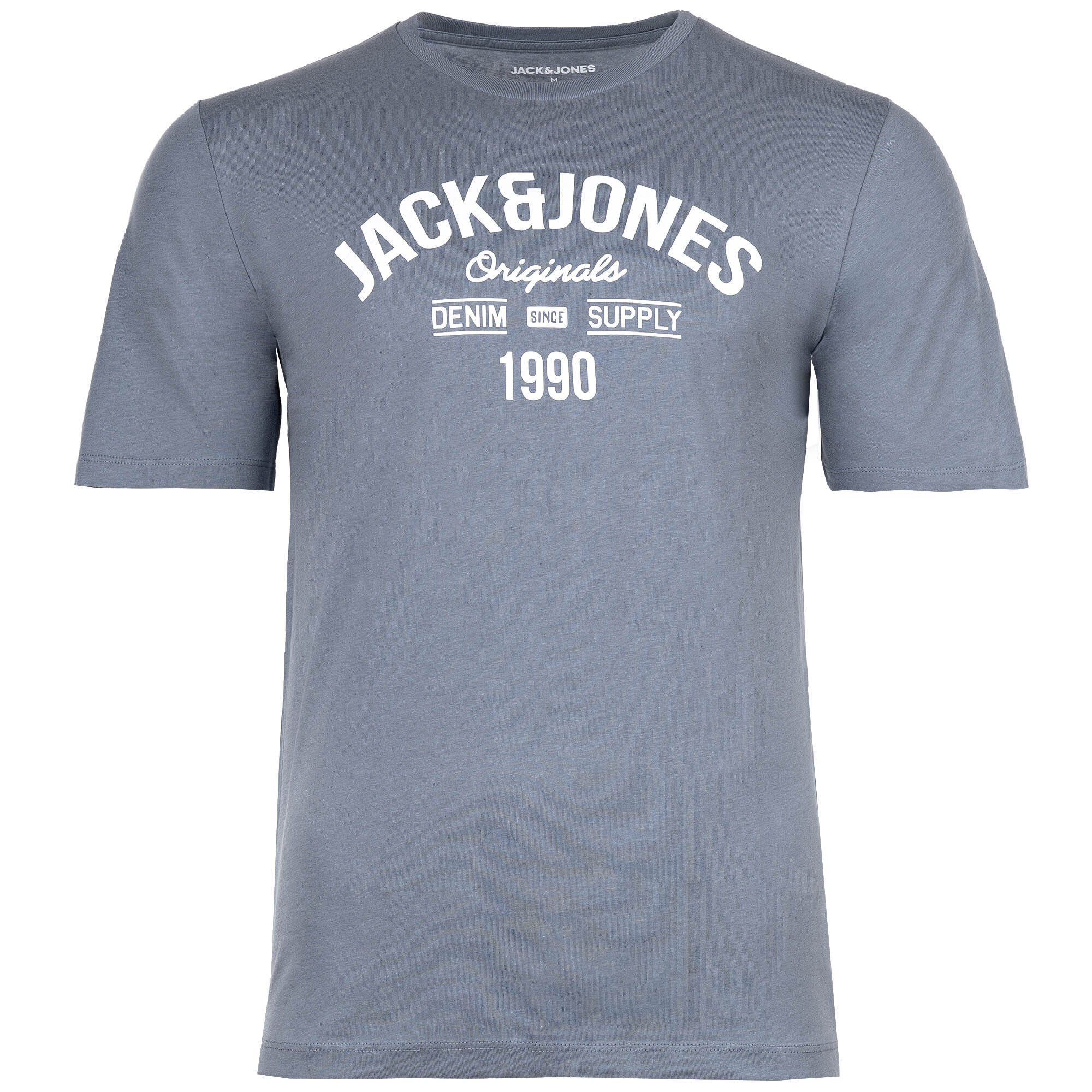 Jack & Jones Herren T-Shirt JCOMEDIA – Kurzarm, Grau, Aus Baumwolle, Gr. XL, Perfektes Basic