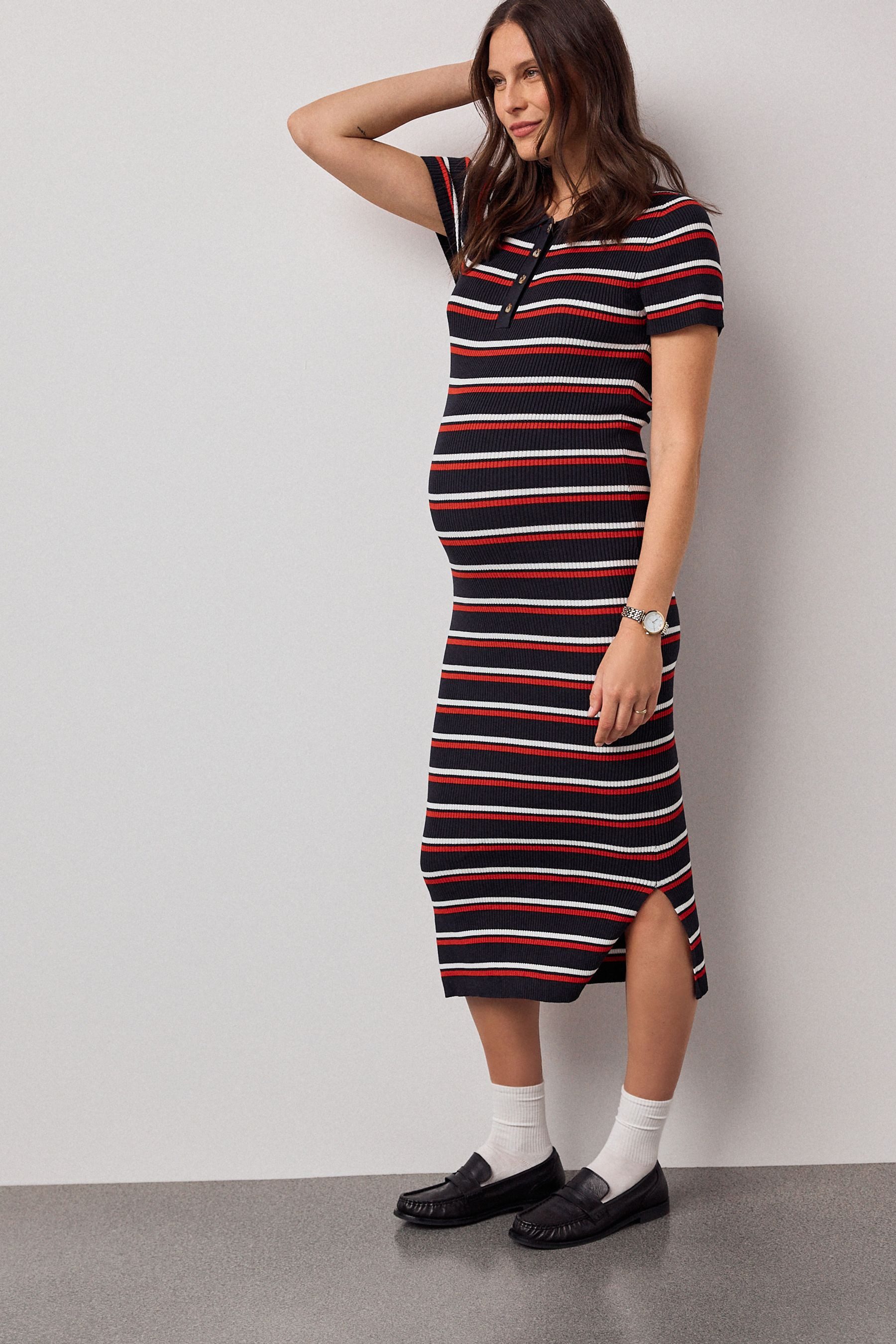 Next Umstandskleid Strickkleid mit Kragen, Umstandsmode (1-tlg)
