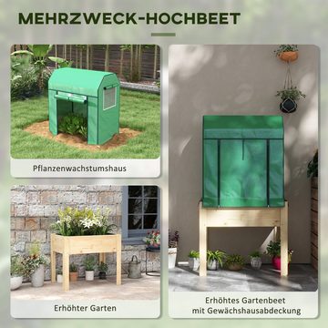 Outsunny Hochbeet Gemüsebeet, Kräuterbeet mit 2 Fenster, Wetterbeständig, UV-beständig (Pflanzkasten, 1 St., Blumenkasten), für Garten, Balkon, Natur+Grün