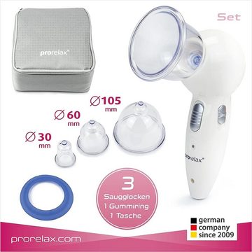 prorelax Vakuum-Massager Vakuum-Massagegerät INTENSIVE, Elektrische Schröpf Massage, Anti Cellulite Gerät, drei Aufsätze