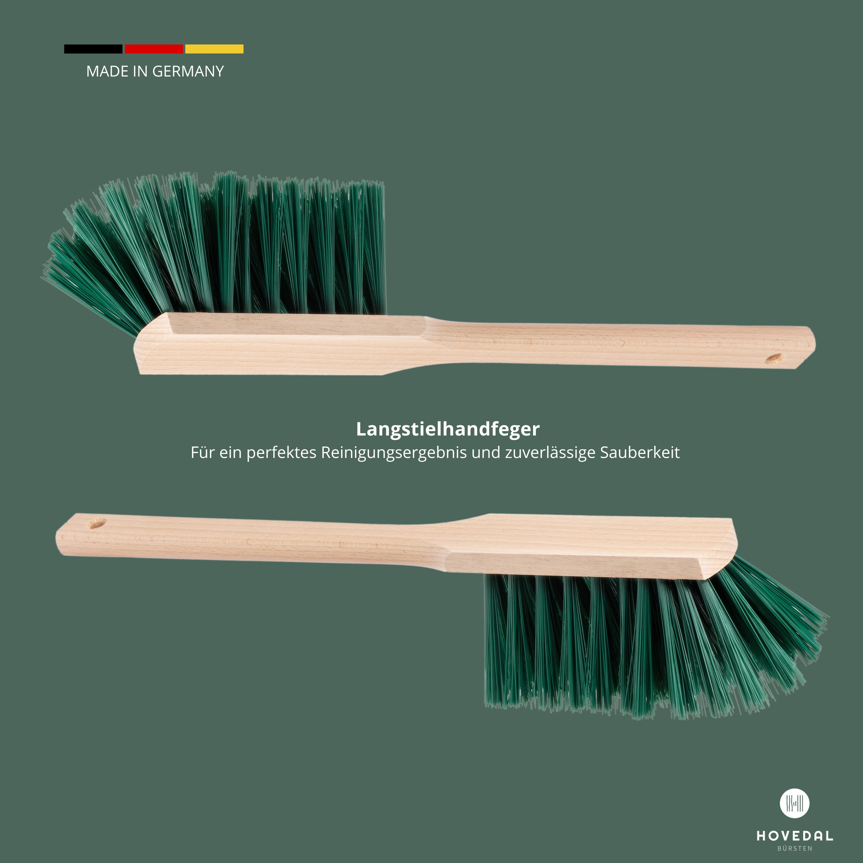 Hovedal Kehrgarnitur 2er Set Handfeger langer Stiel, Handfeger für Draußen, Garten, Robuster Handbesen mit langem Stiel, Langstiel Handkehrer, Handbesen
