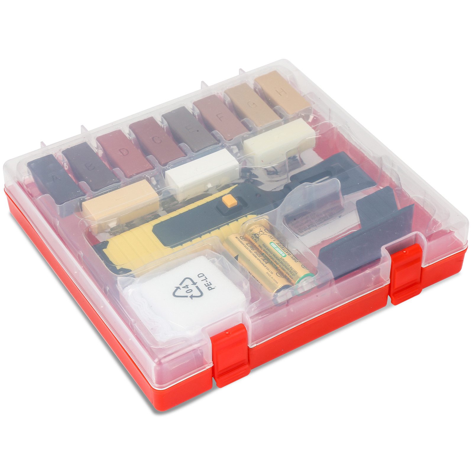 Clanmacy Bodenfliese Boden Reparaturset Fliesen Reparaturset Laminat Parkett Kork, Holz, Farbe, Set, 11 Farbtöne Inkl, Wachsschmelzer Hobel Schleifschwamm