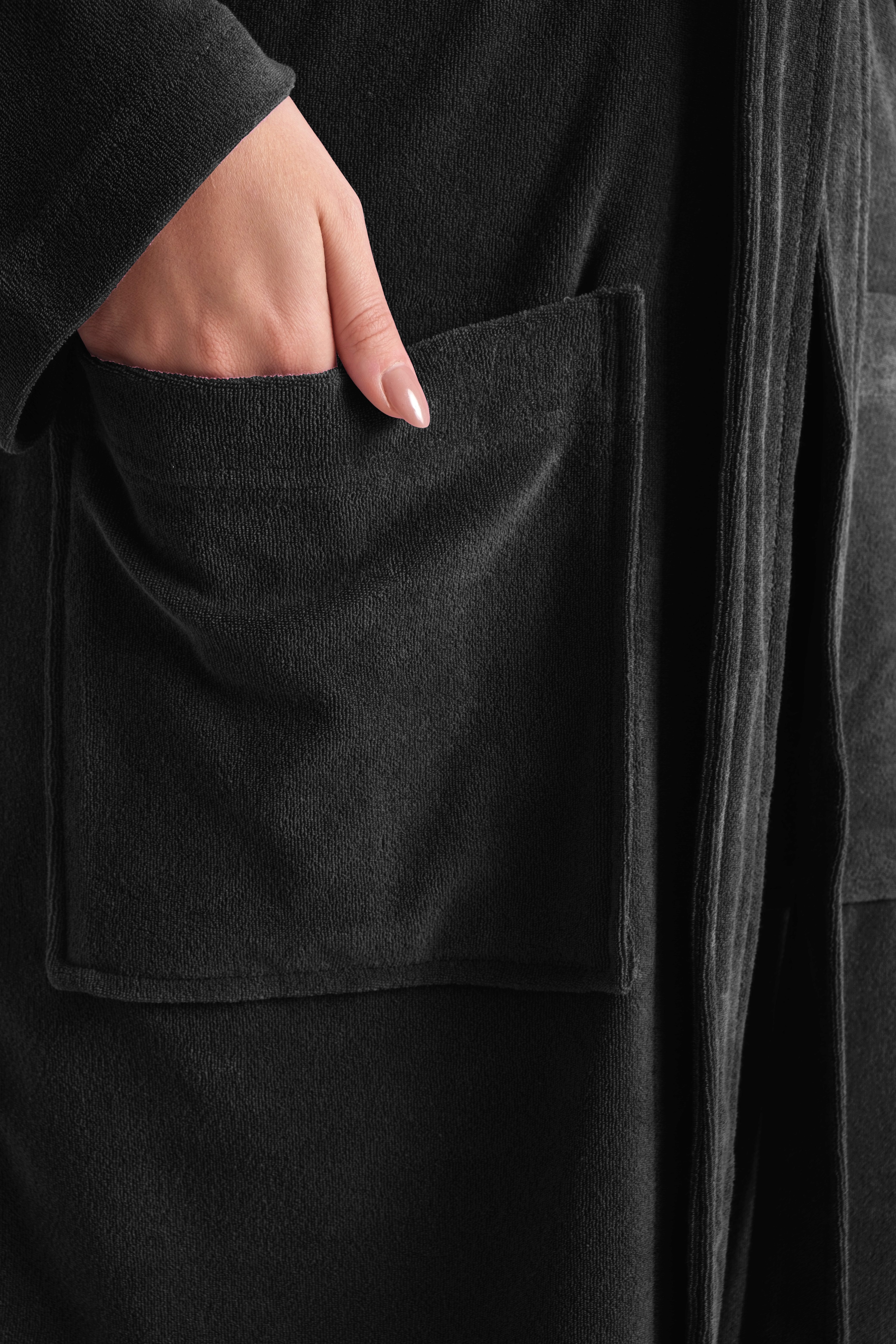 OTTO home Damenbademantel Sina, ideal für Sauna & Spa, Hotelbademantel, Morgenmantel, Kurzform, Wirkfrottee, Kapuze, Gürtel, einfarbiger Bademantel, kurz, hoher Baumwollanteil, XS-4XL