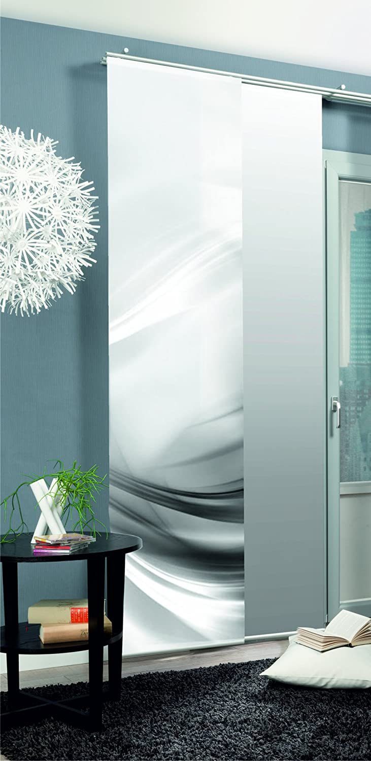 HOME WOHNIDEEN Schiebegardine Schiebevorhang Digitaldruck Lincoln Flammgarn, BxH 60x245cm, grau, transparent