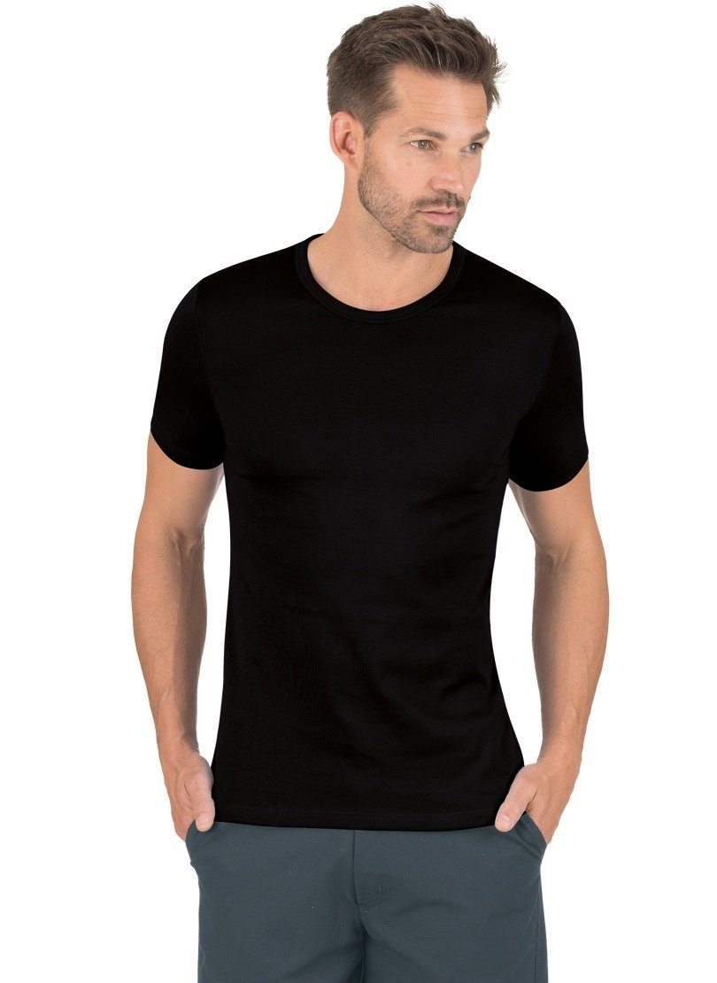 Trigema T-Shirt TRIGEMA T-Shirt aus Baumwolle/Elastan schwarz