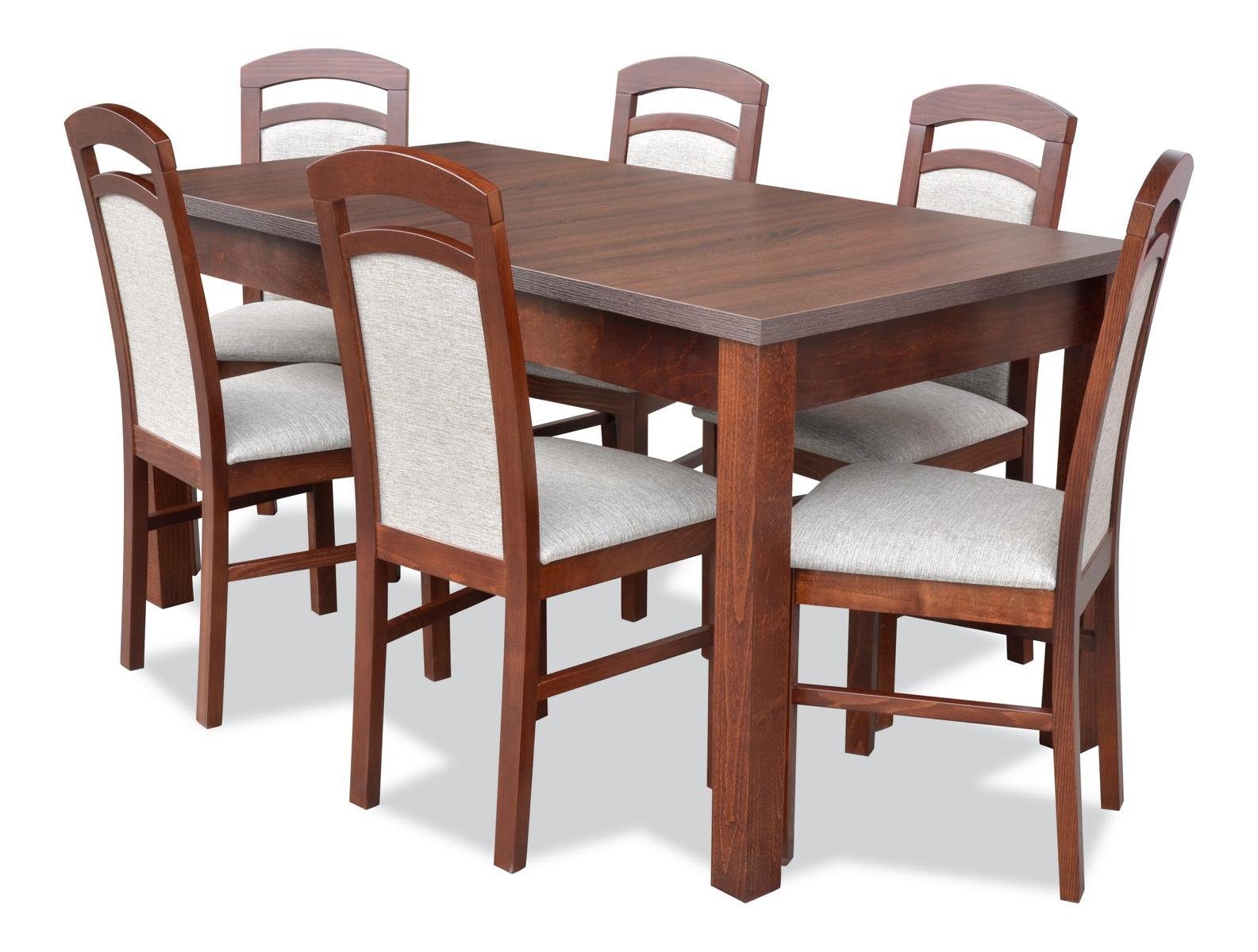 JVmoebel 6 + Set Garnitur 7tlg Tische Esstisch Esszimmer Tisch Stühle Essgruppe, Gruppe Komplett Ess