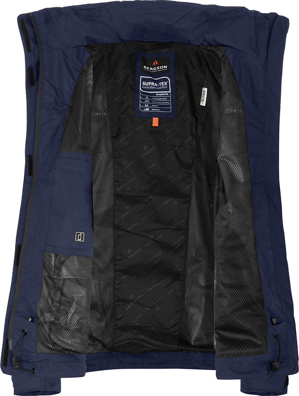 Bergson Regenjacke ROCKRIDER Damen Regenjacke, Netzfutter, 12000 mm Wassersäule, Kurzgrößen, peaco – Bild 5 von 5
