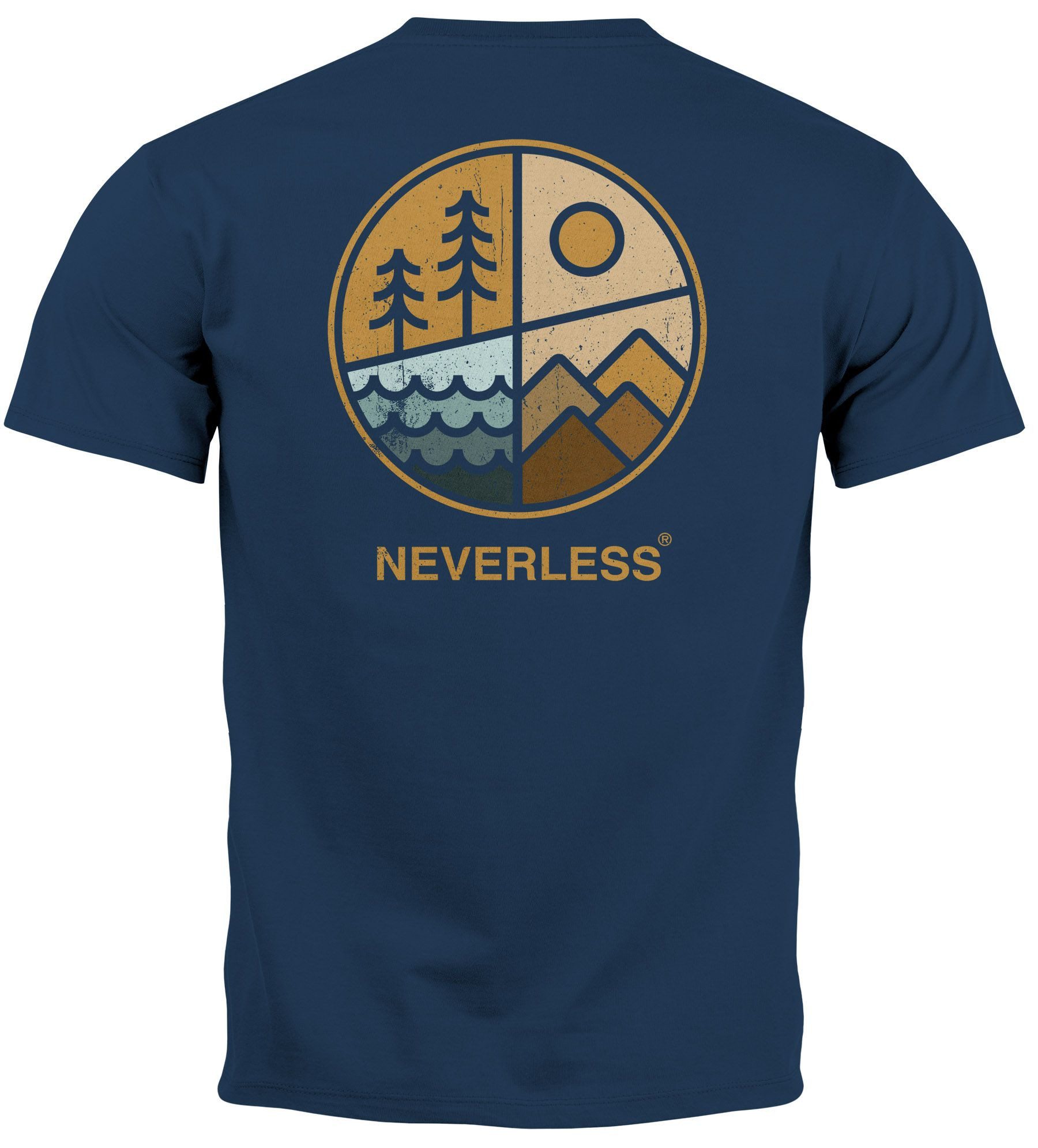 Neverless Print-Shirt Herren T-Shirt Backprint Natur günstig online kaufen