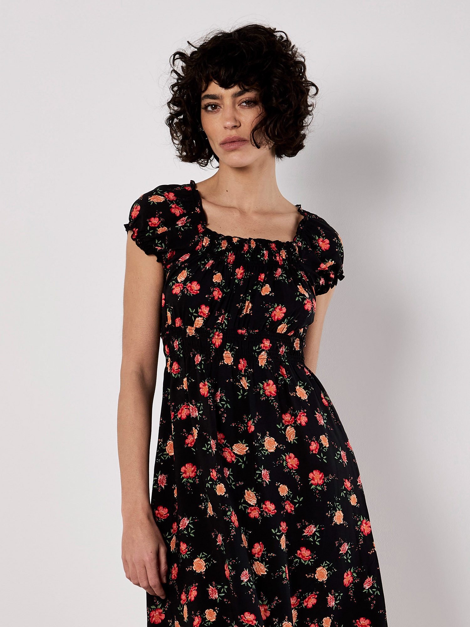 Apricot Midikleid Vintage Milkmaid Midikleid (1-tlg) mit Smokdetails günstig online kaufen
