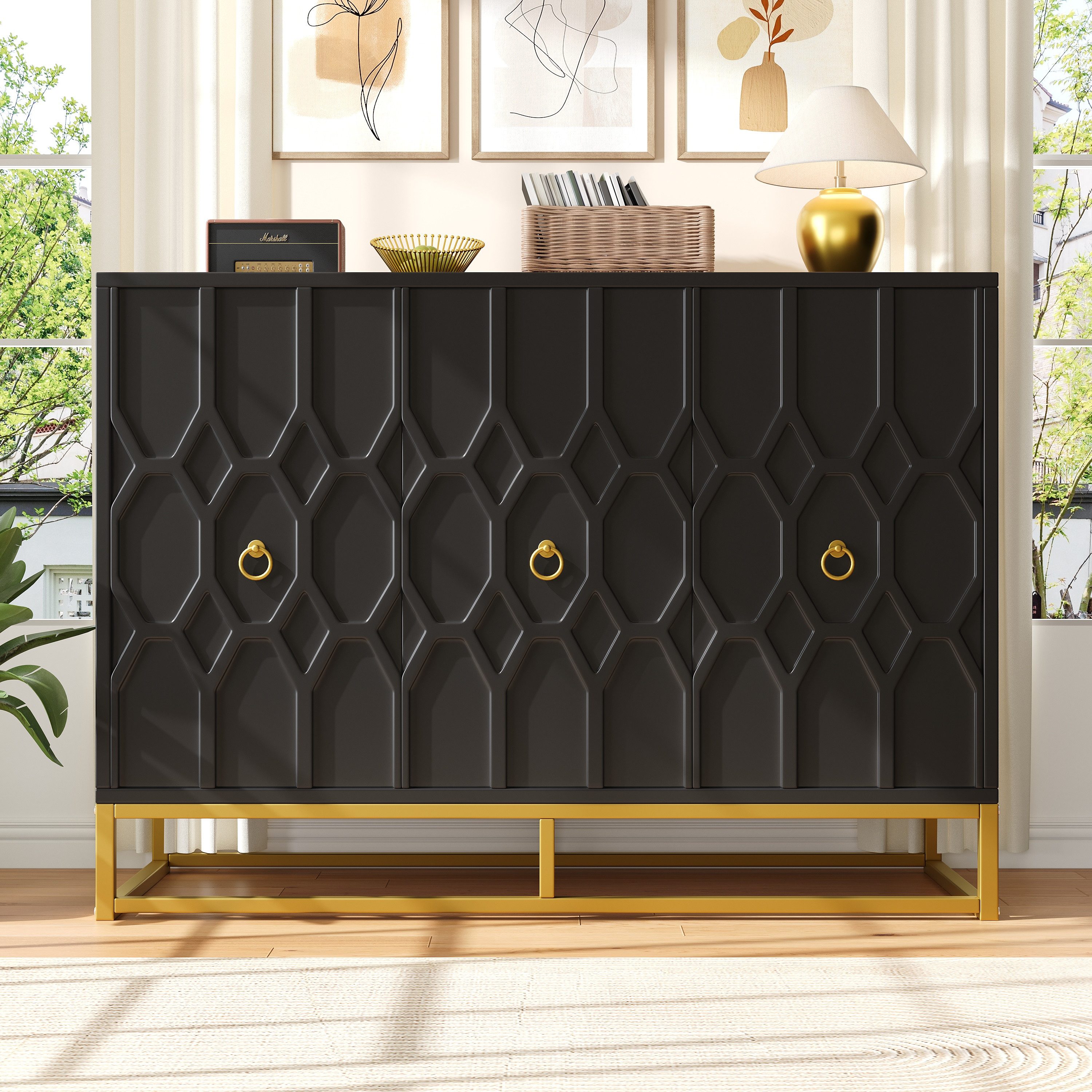 Sideboard Sideboard, Sideboard mit stabilen Eisenrahmenbeinen
