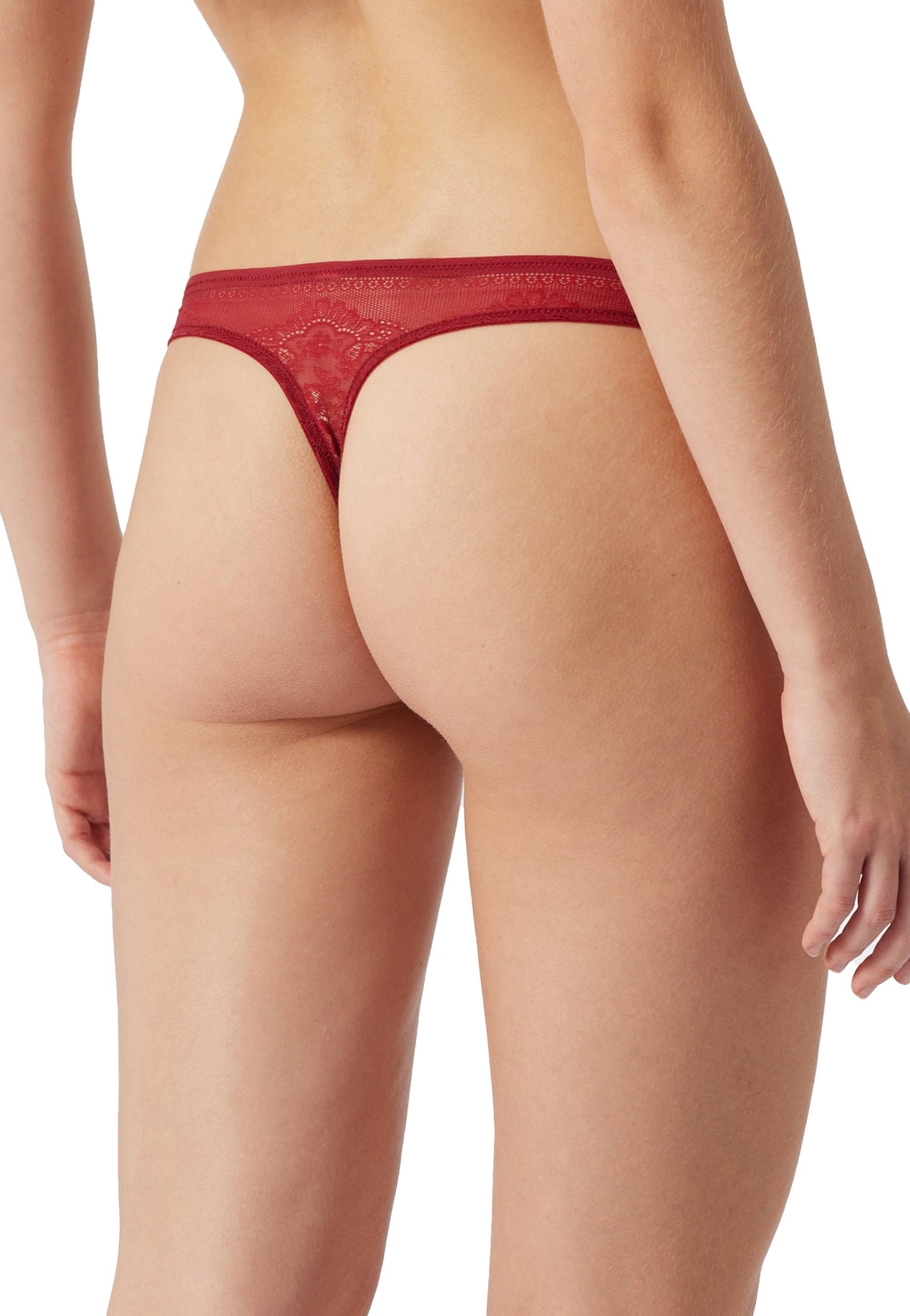 String Lace Invisible Single Schiesser - Rot Jersey Damen String,